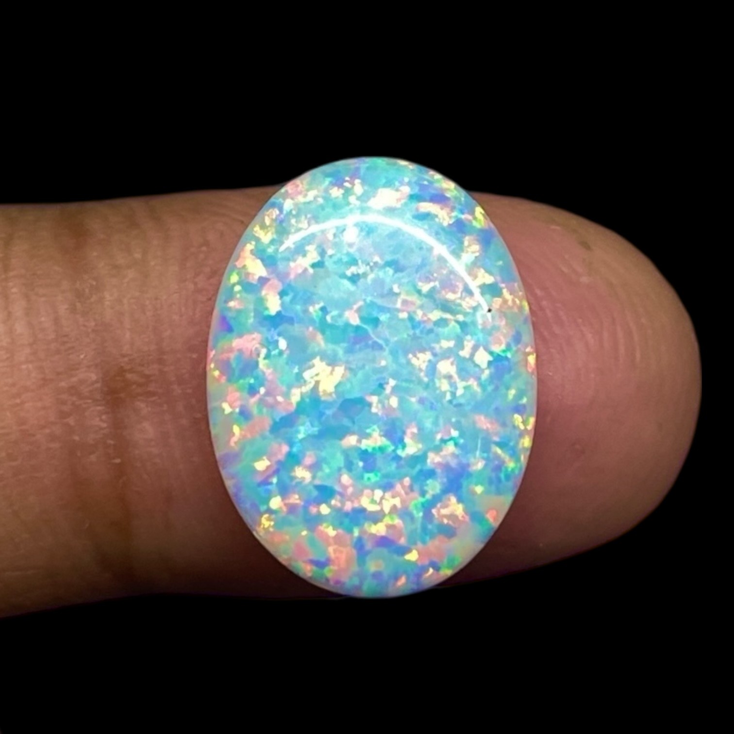 2.60 Cts Australian Opal 16x12mm Oval Cabochon AAA Quality Lab Created Gemstone