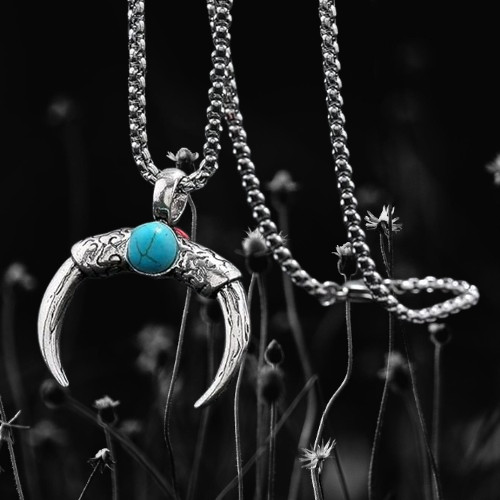 Alloy Pendant with Pure Stainles Steel Round Box Chain Classic Neckace Style-118