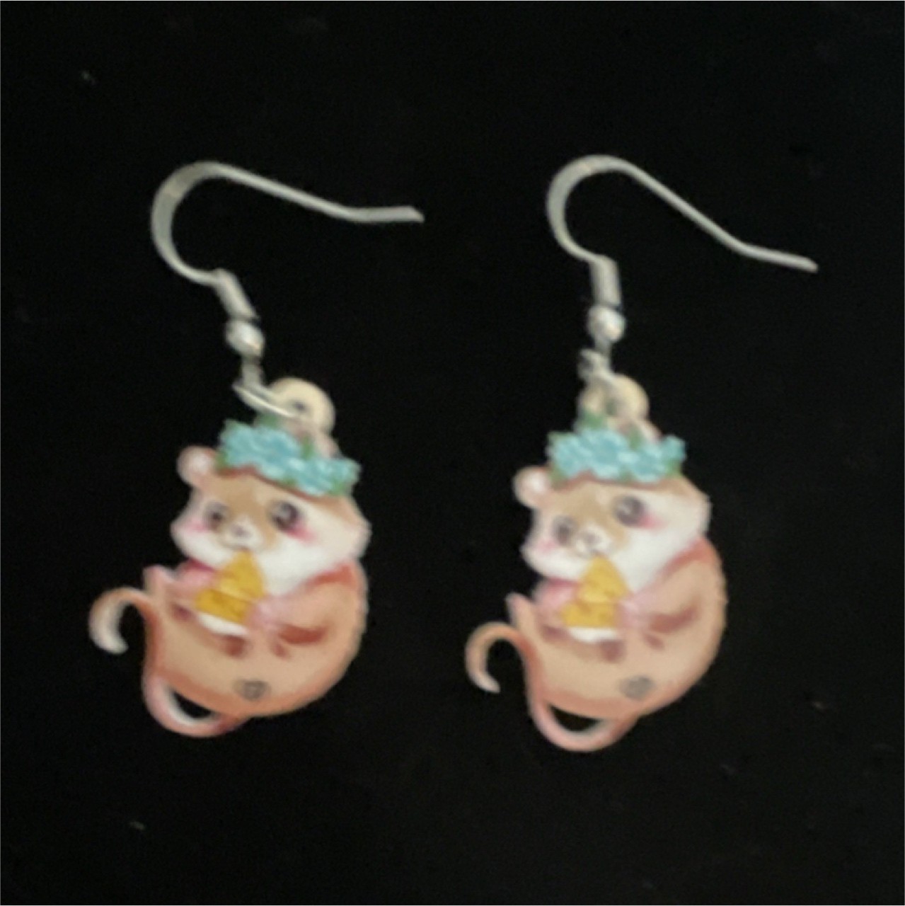 Animal Shape Dangle Drop Earrings Multicolor Acrylic Hook Closure No Stone