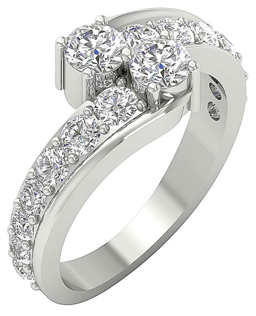 Forever Us Two Stone Journey Solitaire Ring I1 G 2.10Ct Natural Diamond 14K Gold