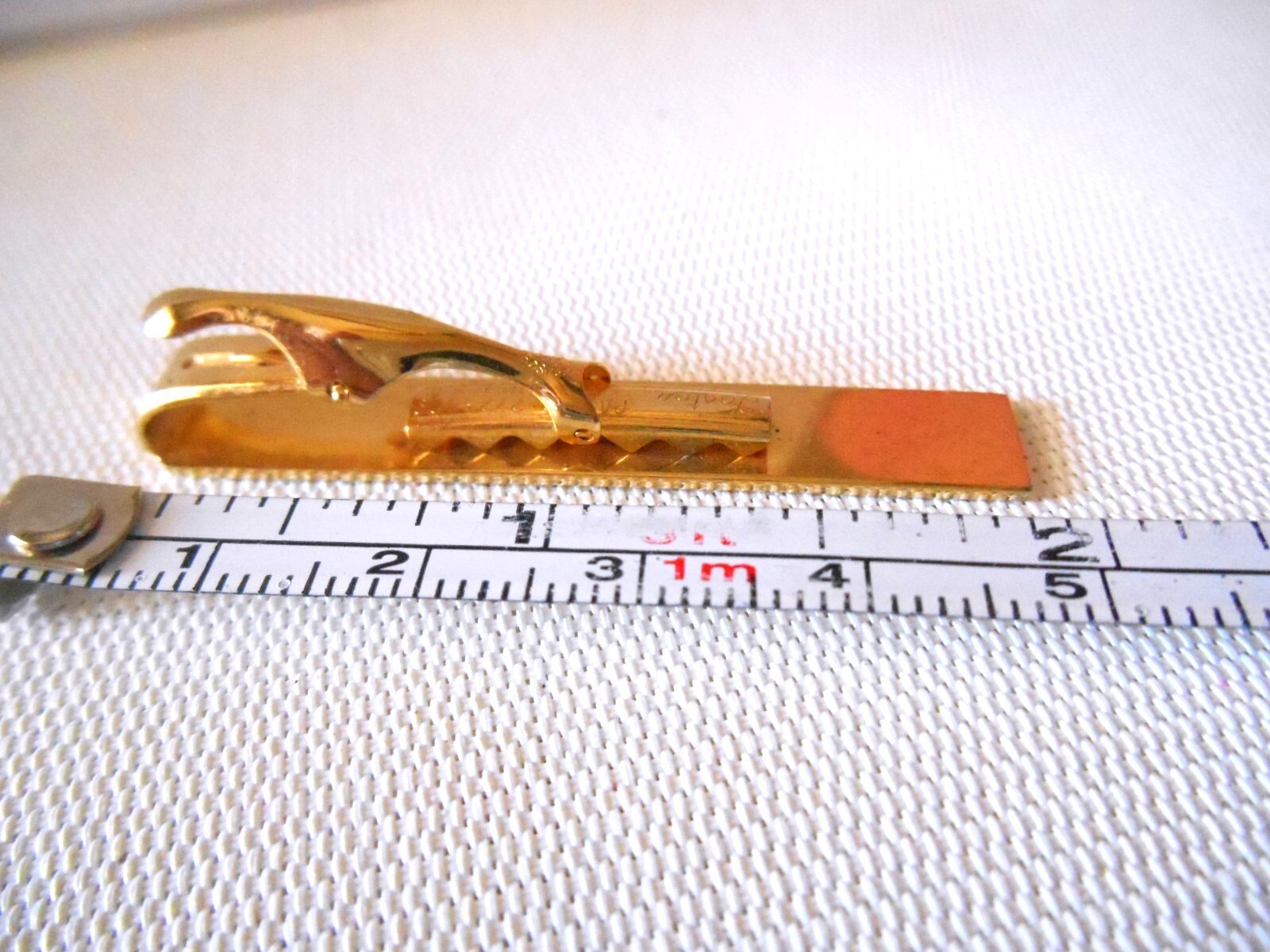 Men’s FOSTER Goldtone & Black Etched Tie Clasp
