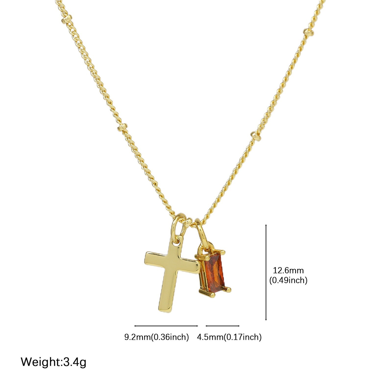 December Birthstone Handmade Religious Cross Pendant Necklace for Birthday Gift