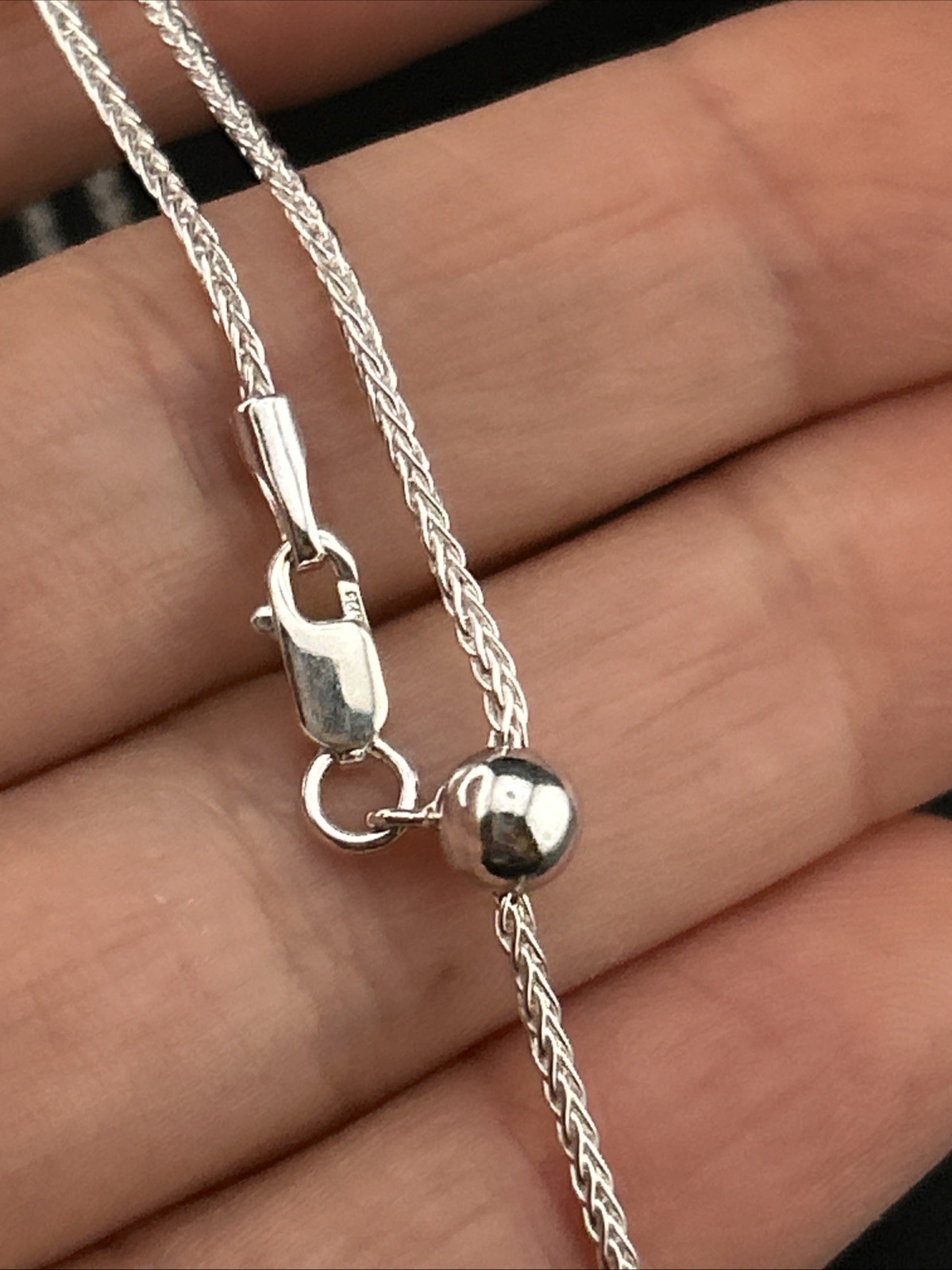 Sterling 925 Wheat Link Sliding Adjustable 24 Inch Chain Necklace