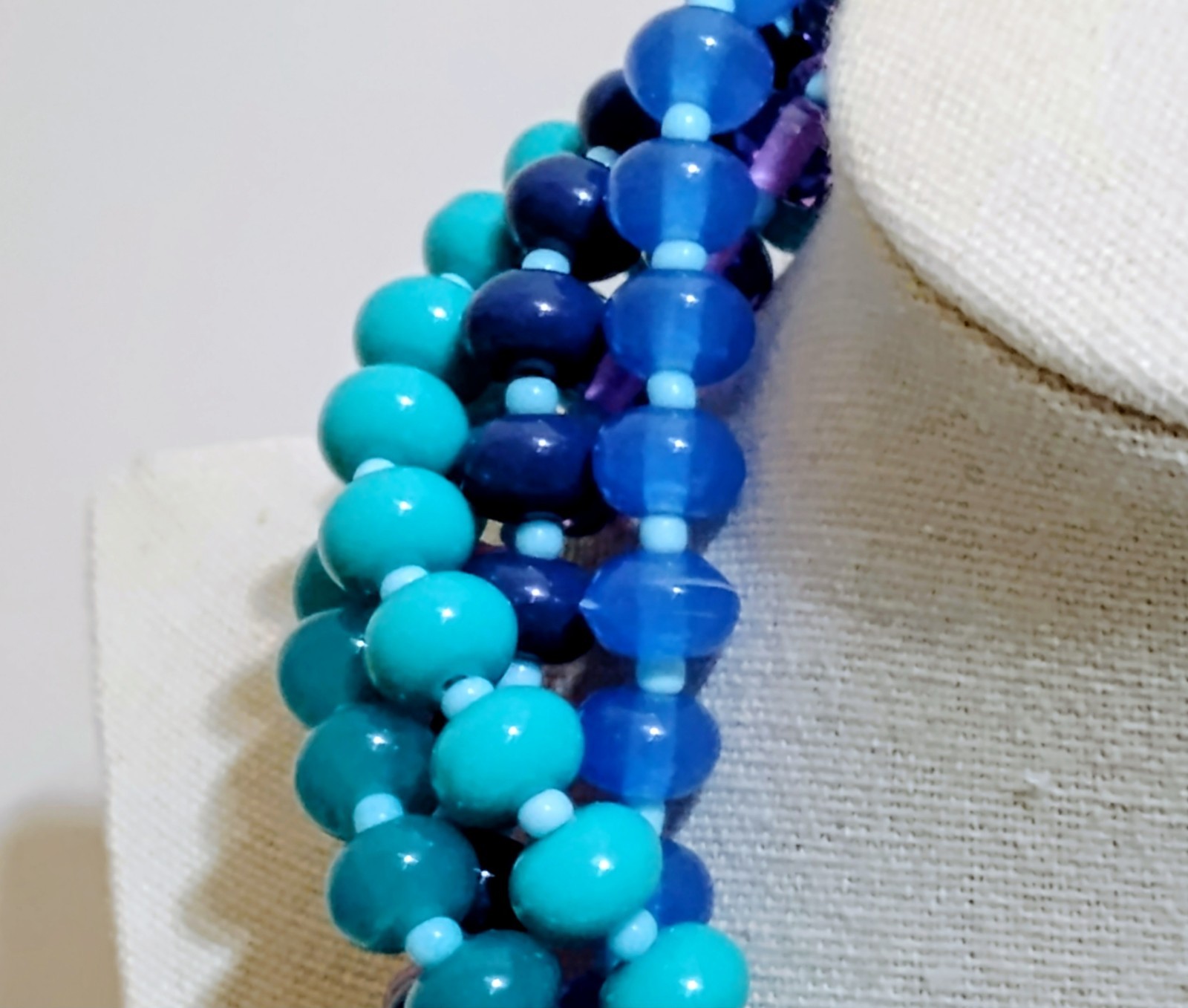 Dana Buchman Multistrand Beaded Statement Necklace Twisted Chunky Purple Teal