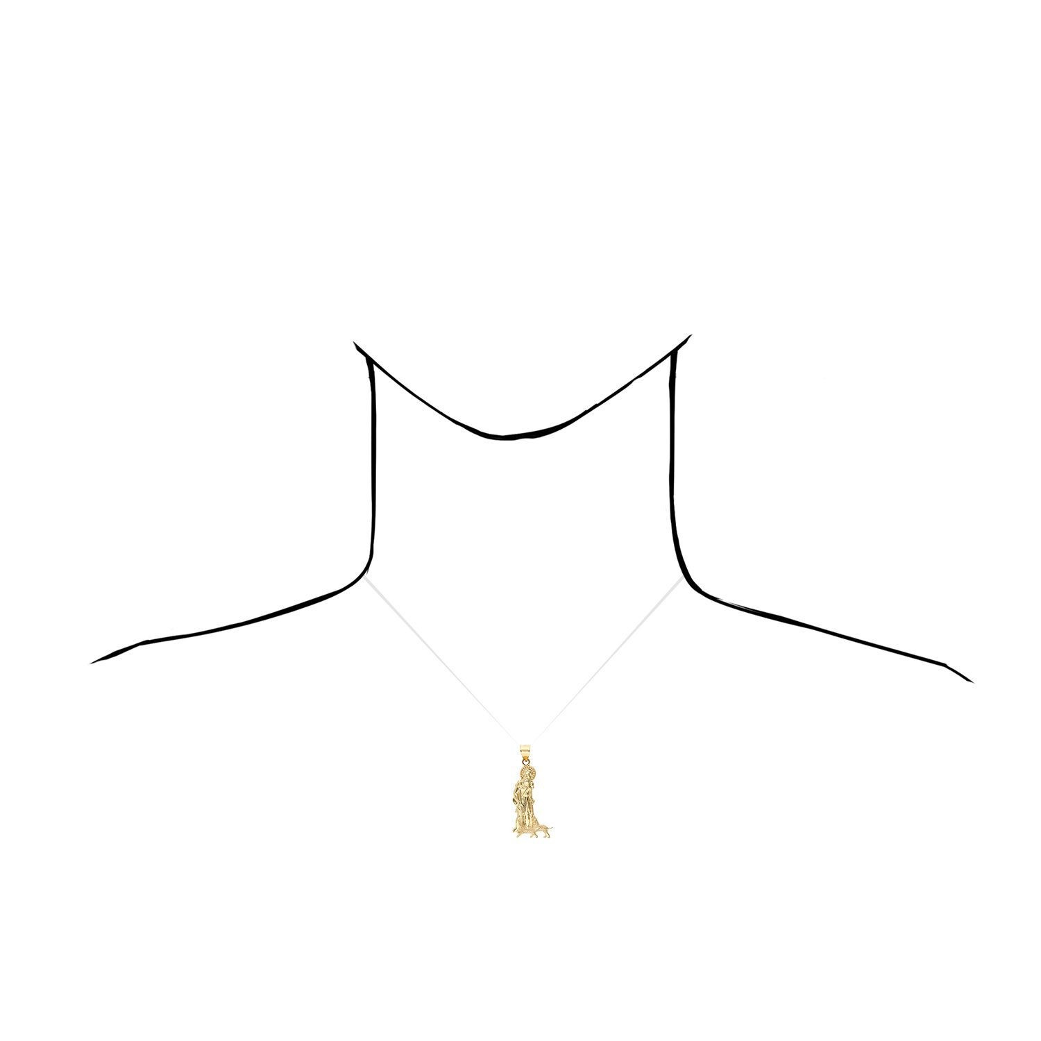 14K Yellow Gold Religious Saint Lazarus Pendant