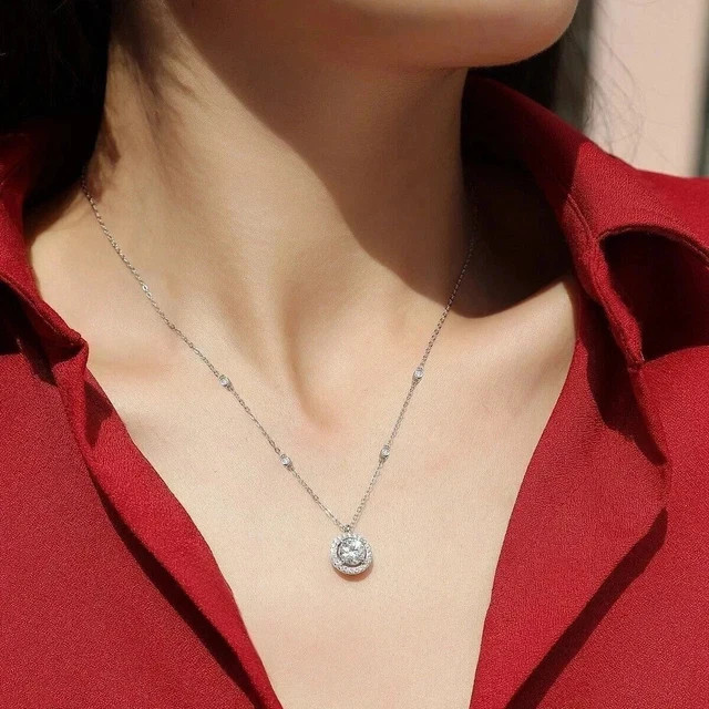 2CT Round Cut White Lab-Created Women’s Fancy Pendant 14K White Gold Plated