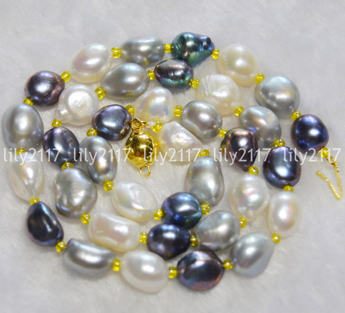 Long 35 Inches Natural 9-10mm Baroque Multi-colored Freshwater Pearl Necklace