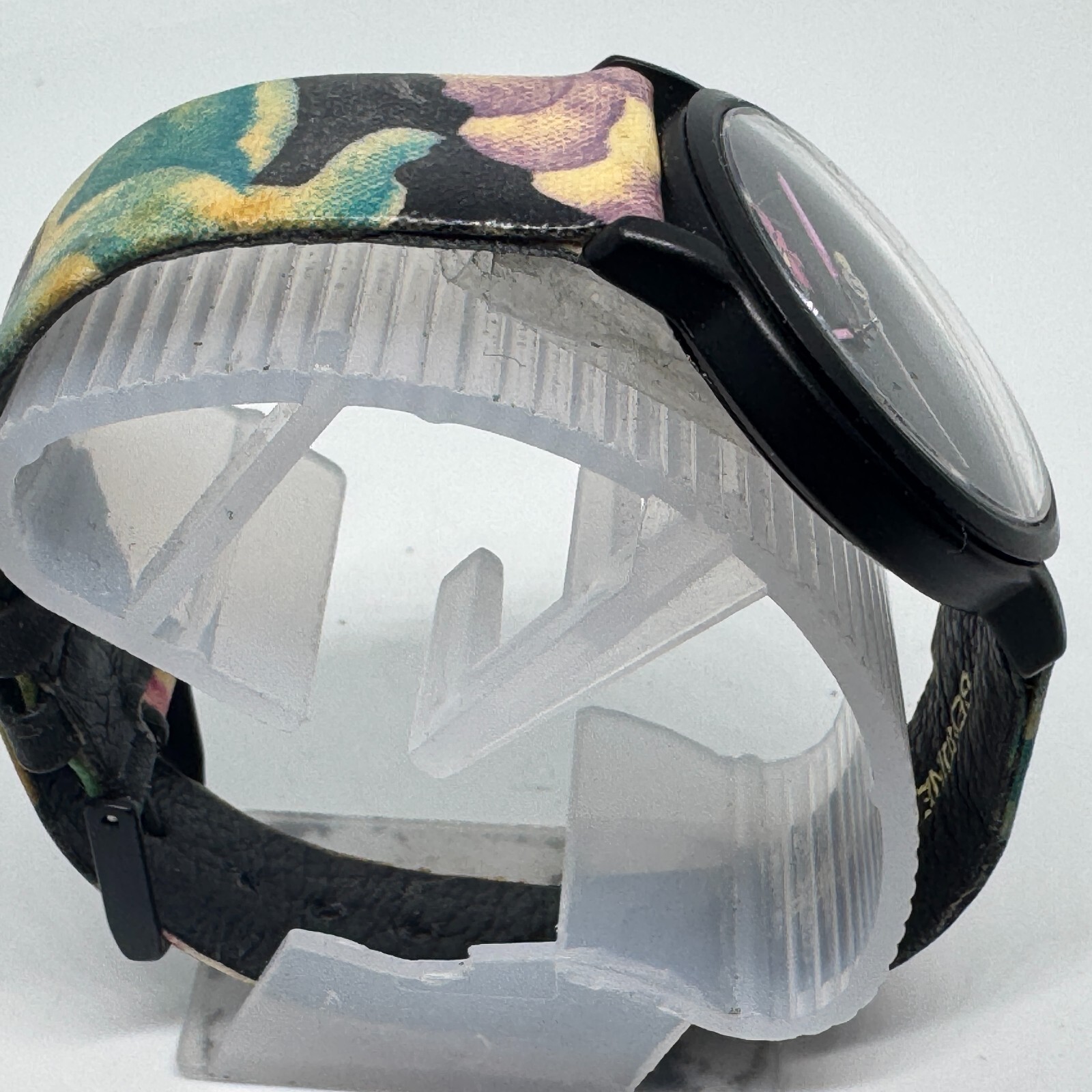 VTG Timex Quartz Watch Heavy Petal Unisex Black Resin Flower Analog New Battery