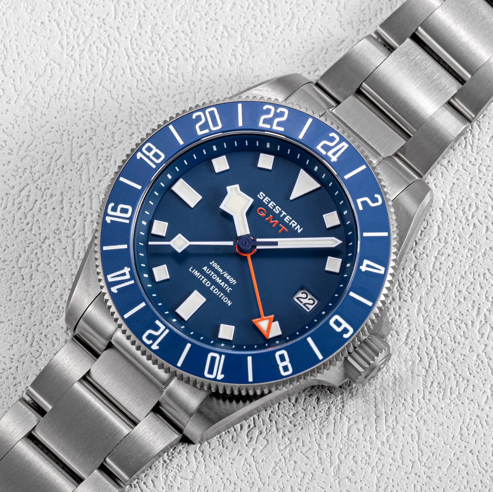 1PC SEESTERN S462.E Titaniumn GMT Professional Diver Limited Edition Mens Watch