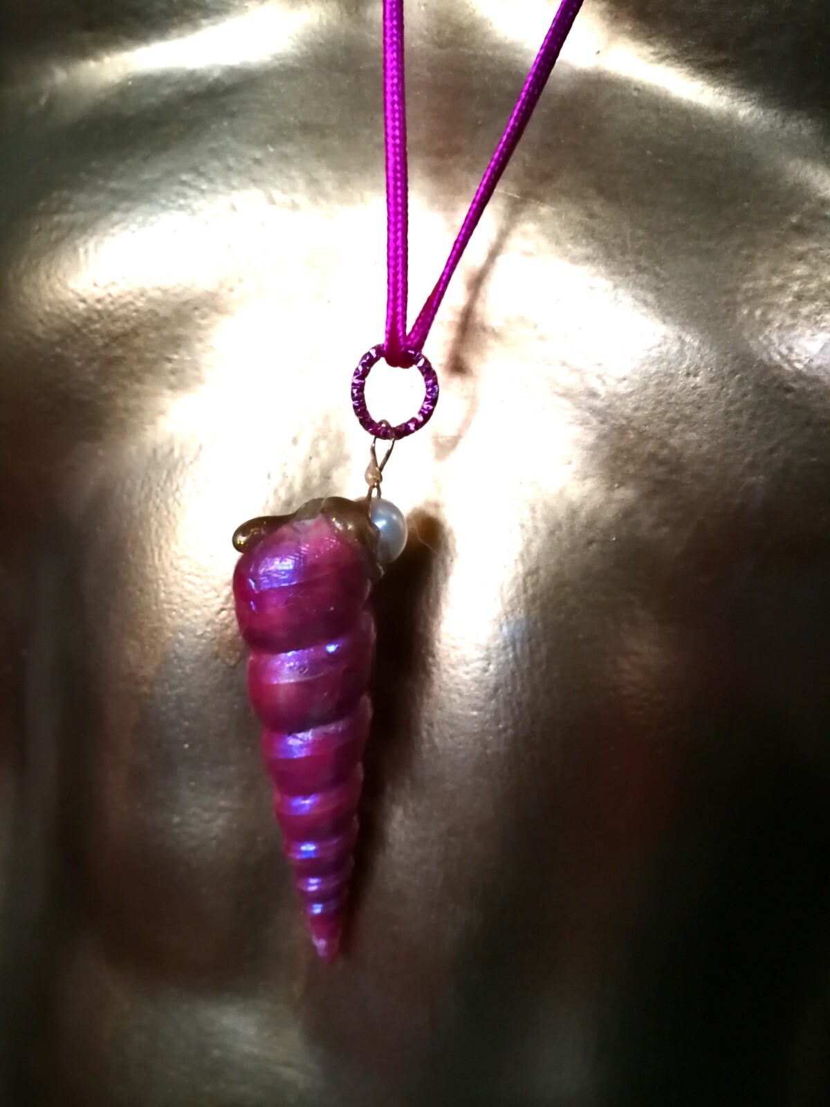 Pink Unicorn Horn Spirit Guide Magic Sea Puka Shell Pearl Charm Jewelry Fantasy