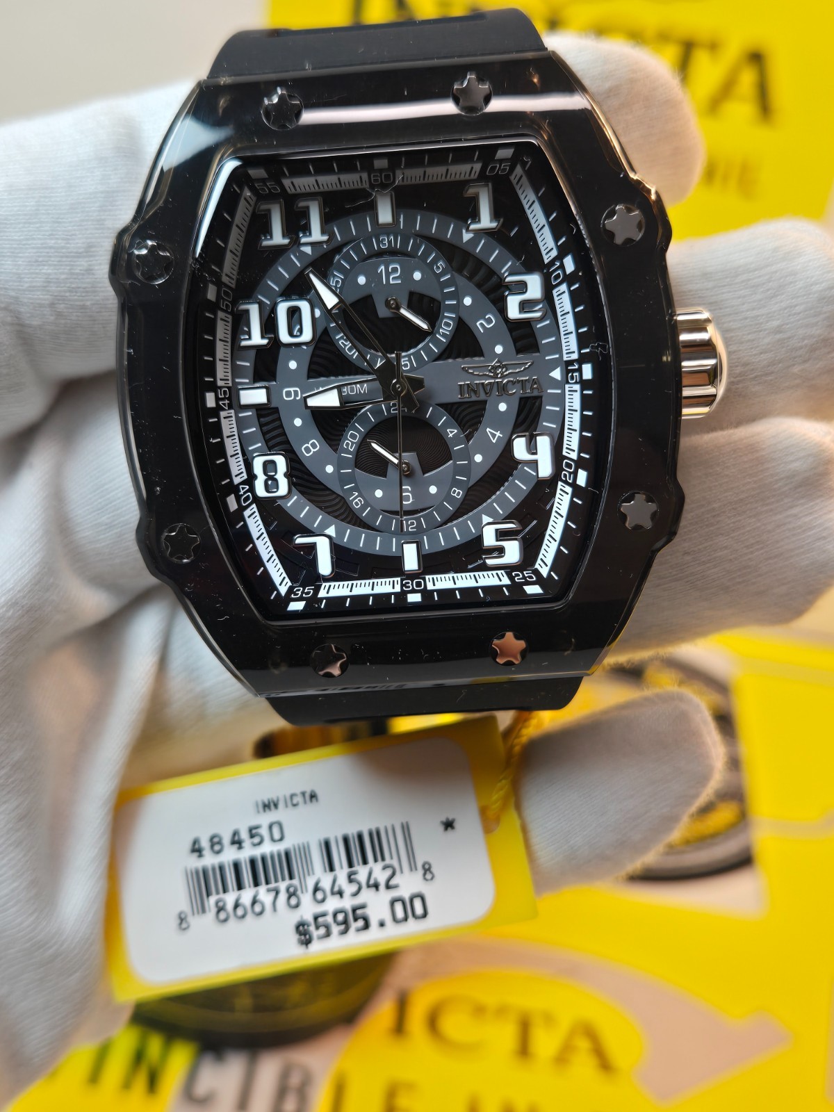 Invicta Racing Cyclone Podium Men’s Watch – 48.5mm, Black case /Black Dial New