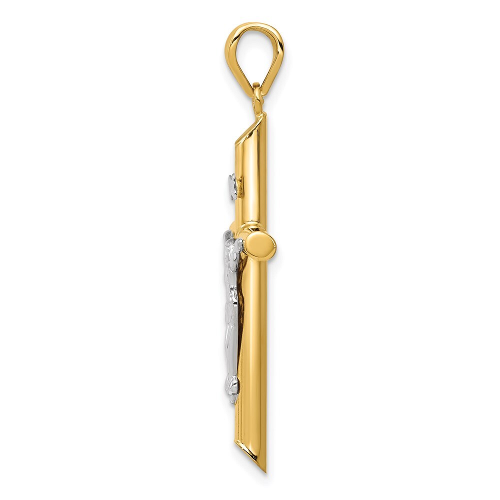 14K Yellow & White Gold Hollow Latin Crucifix Pendant K4326