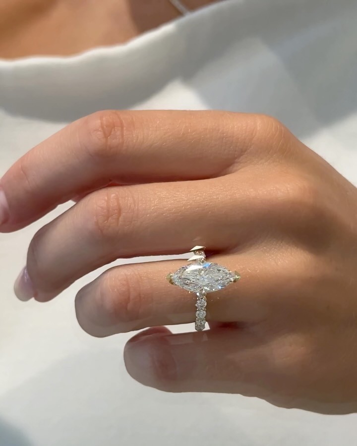 Luxury Jewelry 3.35 Ct Marquise Cut Lab Grown Diamond Ring Solid 14K Yellow Gold