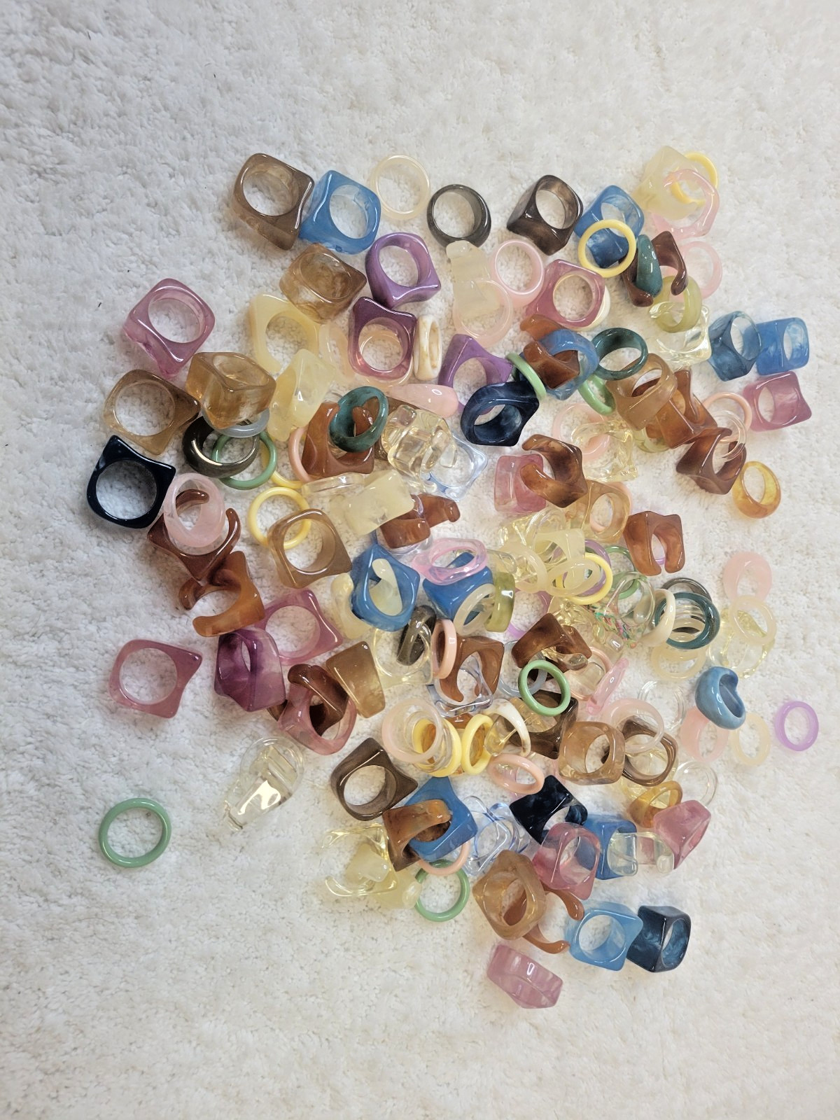 Vintage Lucite Style Acrylic Rings Mixed Lot Colorful Chunky Retro Lot of 50 NEW