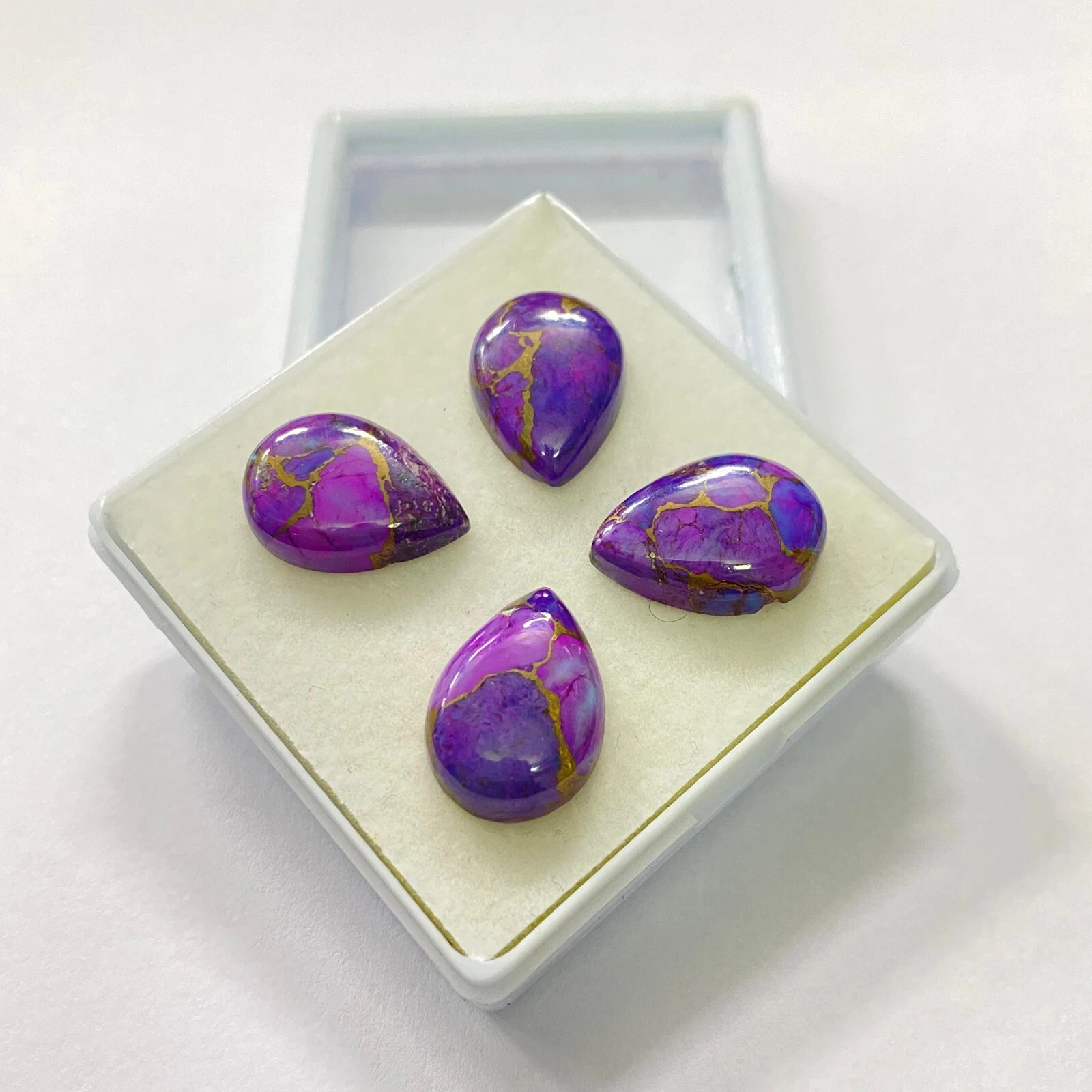 AAA+ Purple Copper Turquoise Cabochon Pear Shape Loose Gemstone