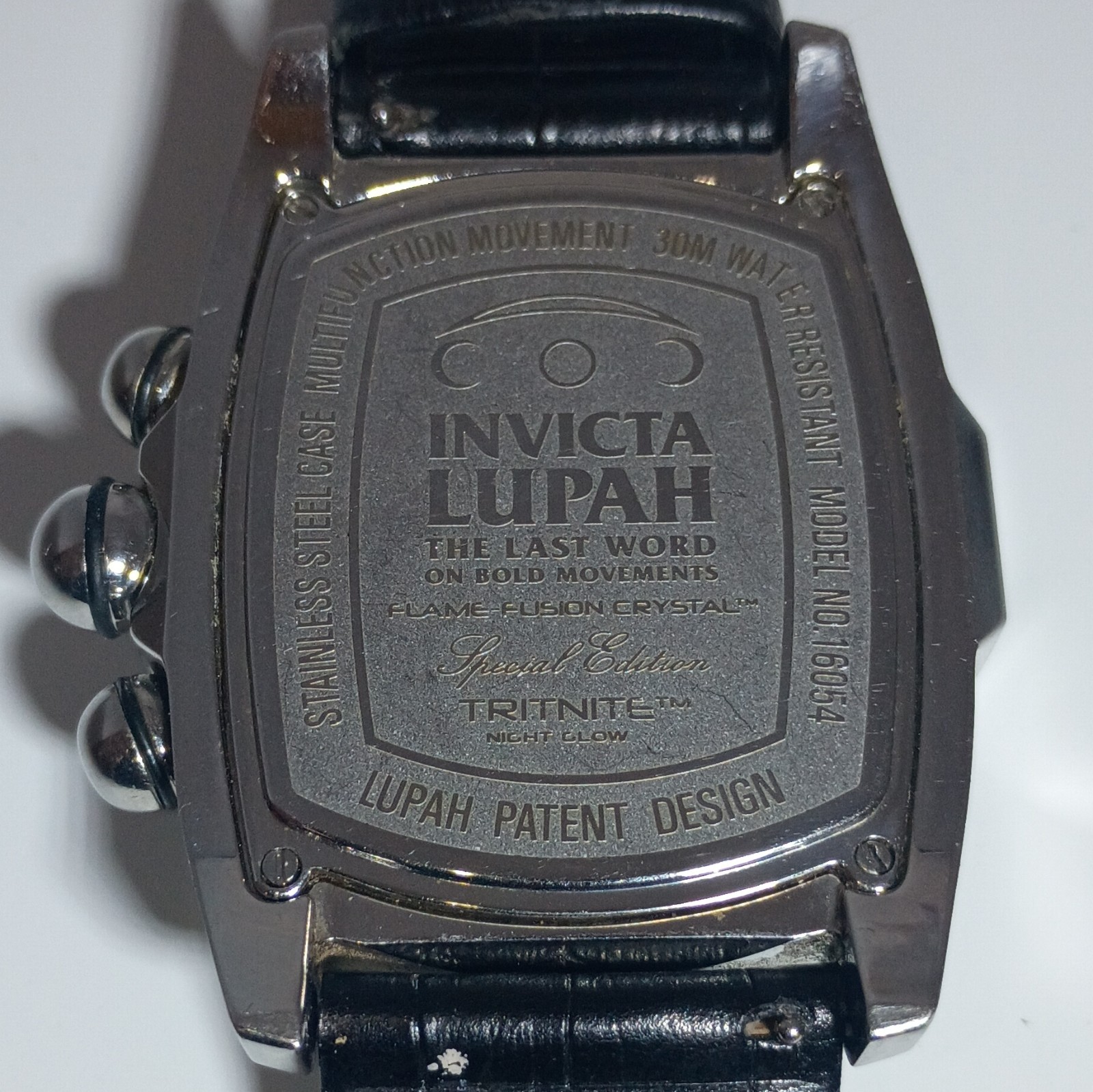 Invicta Lupah Special Edition Tritnite Quartz 30m 48mm Black Leather Day/Date