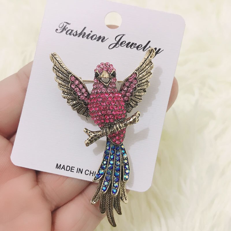Rhinestone Fashion Bird Brooches For Women Parrot Pin Bid Brooch Vintage Style
