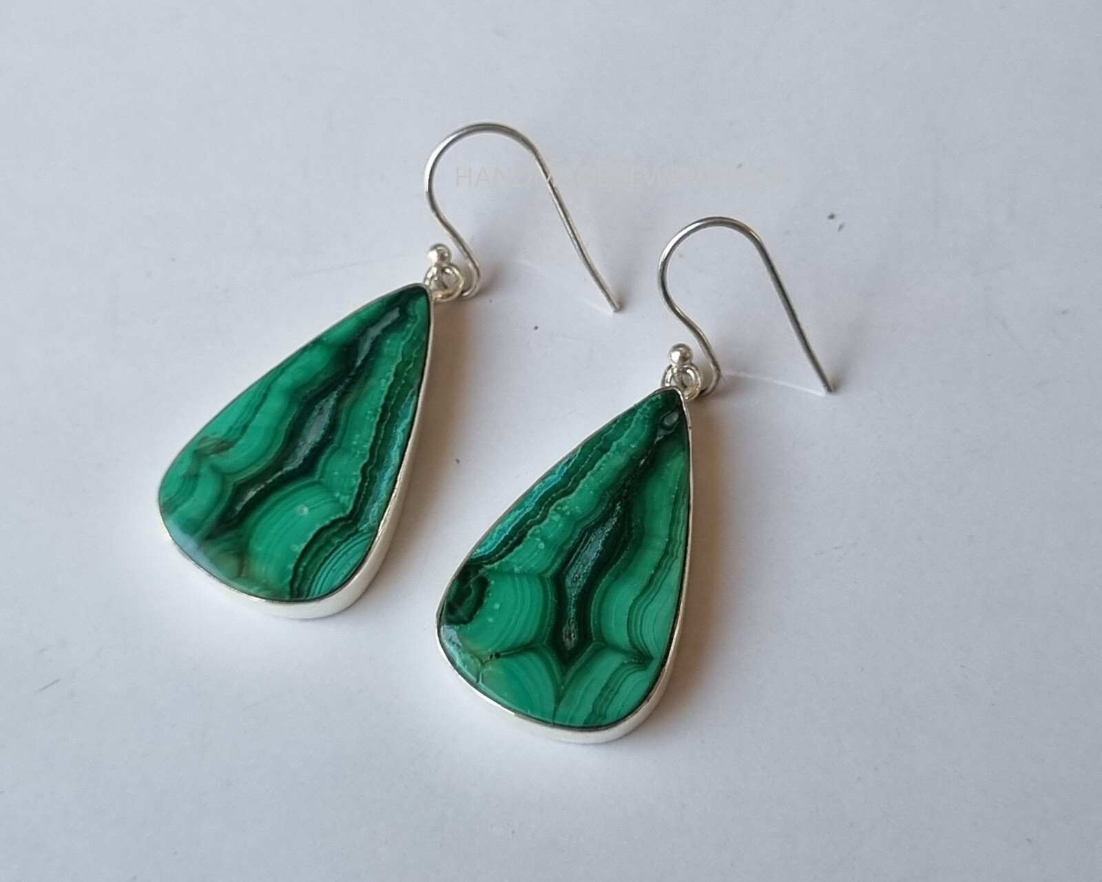 Occational Wear Malachite Earring 925 Sterling Silver Handmade Gift Item PG2342