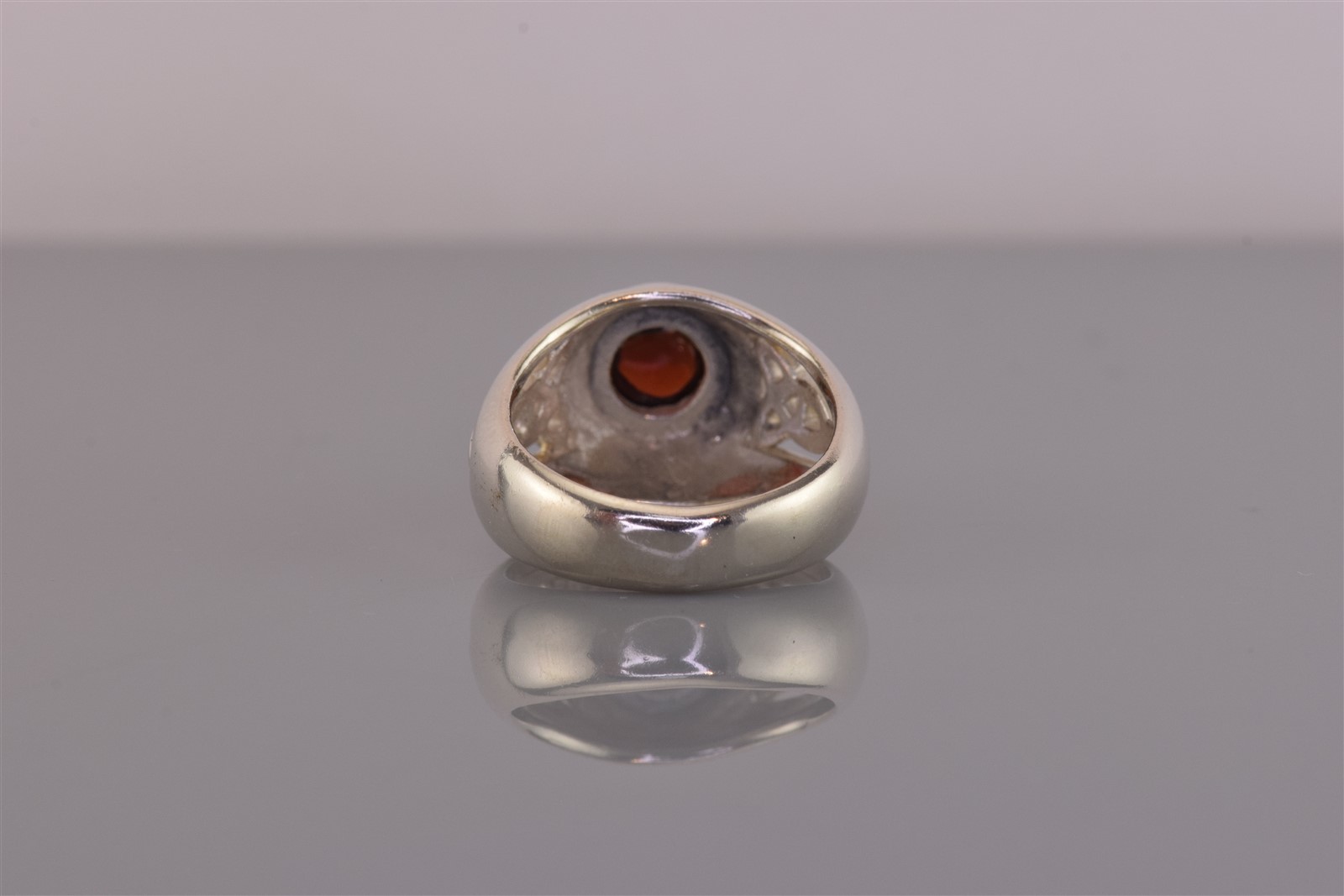 Peter Stone Sterling Silver Red Garnet Open Celtic Knot Band Ring 925 Sz: 5