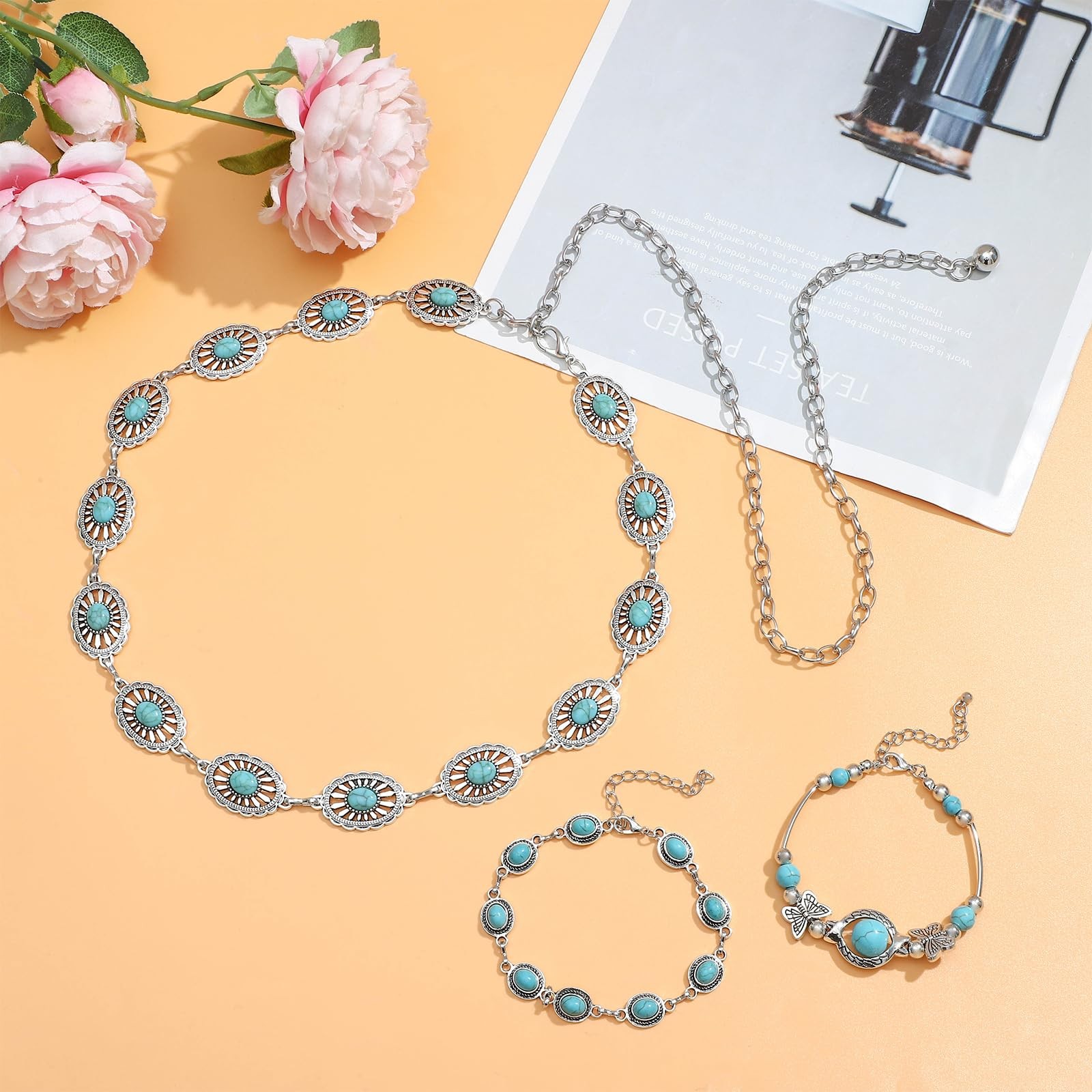NEWITIN 20 Pieces Silver Bohemian Jewelry Adjustable, Set