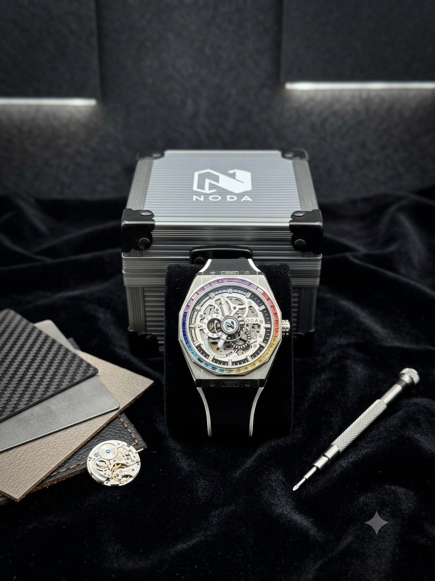 Noda Aero Series-1 43MM Stainless Steel White Skeleton Dial Automatic Watch