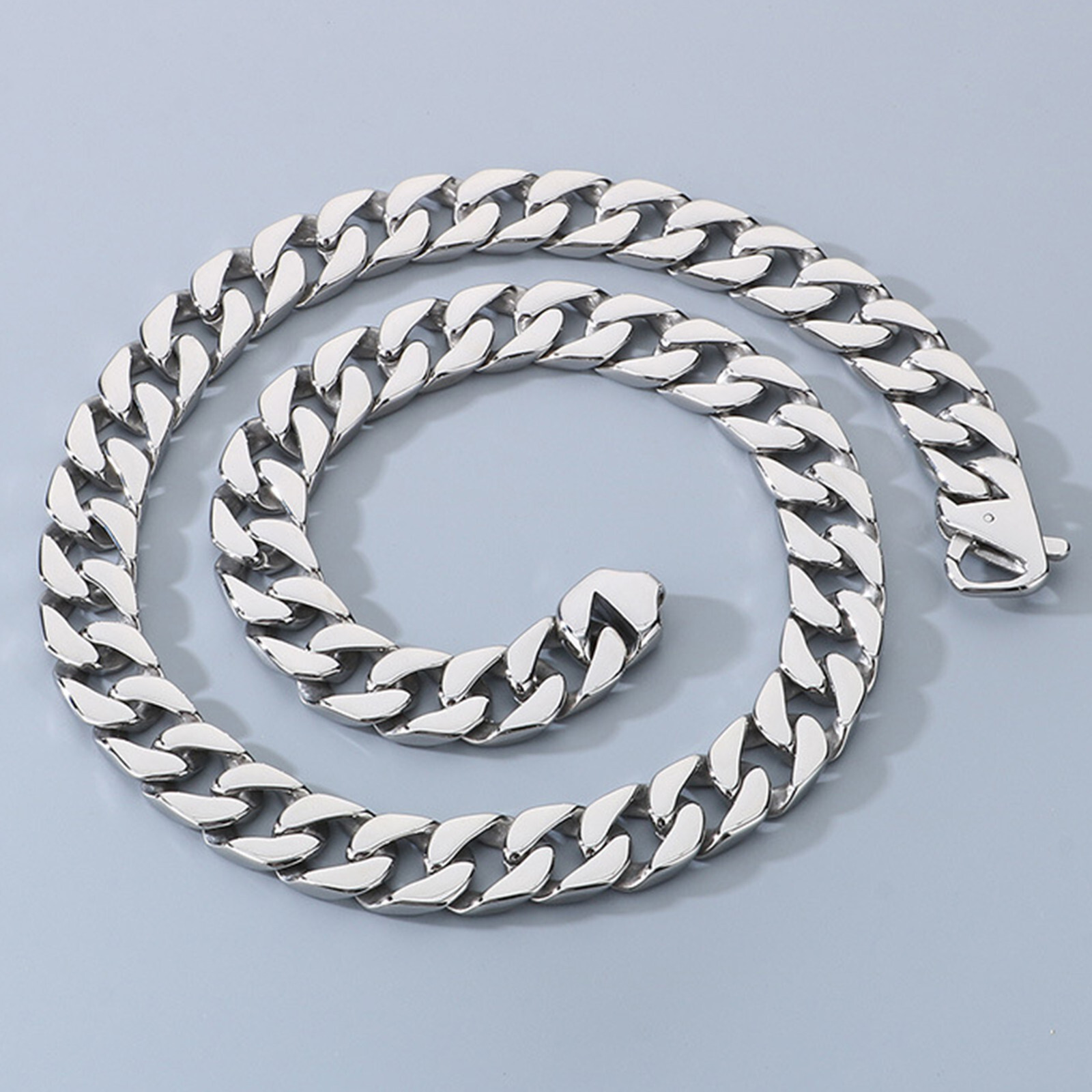 15mm Multicolor Fashion Mens Chain 316L Stainless Steel Cuban Curb Necklace Gift