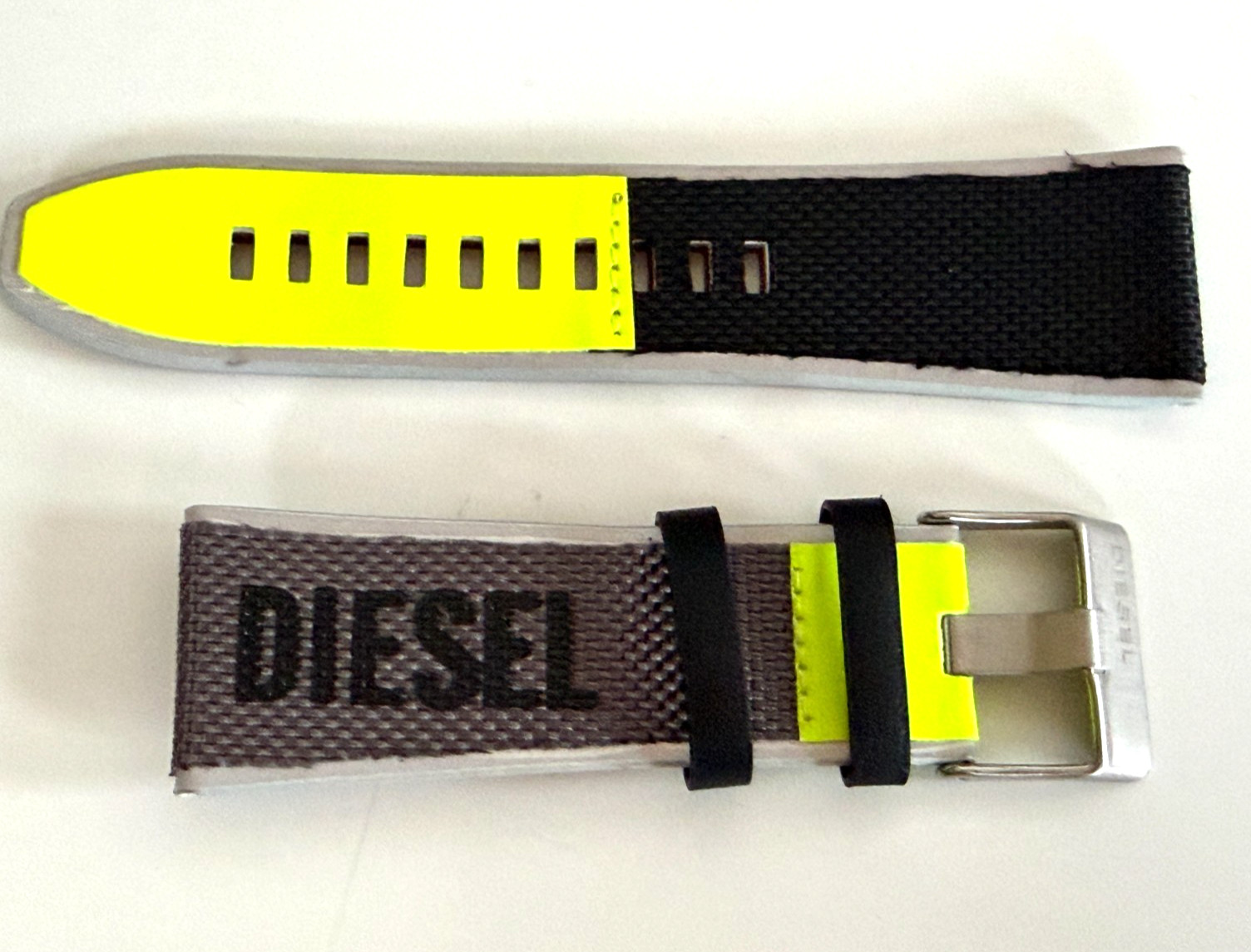 DIESEL DZ7429 Replacement Nylon Watch Band Strap Gray/Neon 28 mm