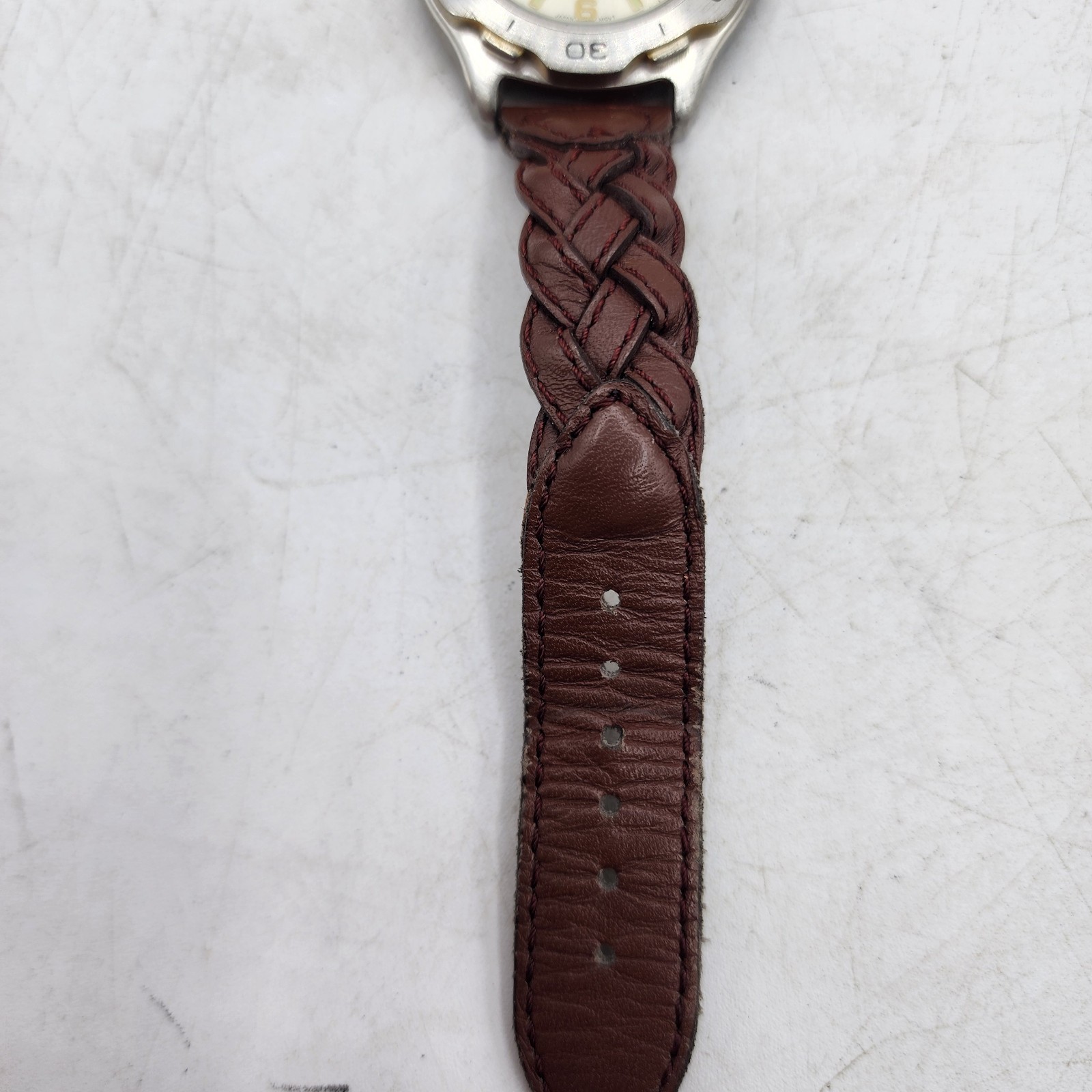 Wrangler Hero Mens Silver Brown Leather Watch Quartz 6309 Needs Battery V377