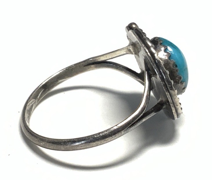 Old Pawn Sterling Silver 925 Turquoise Ring Size LY15