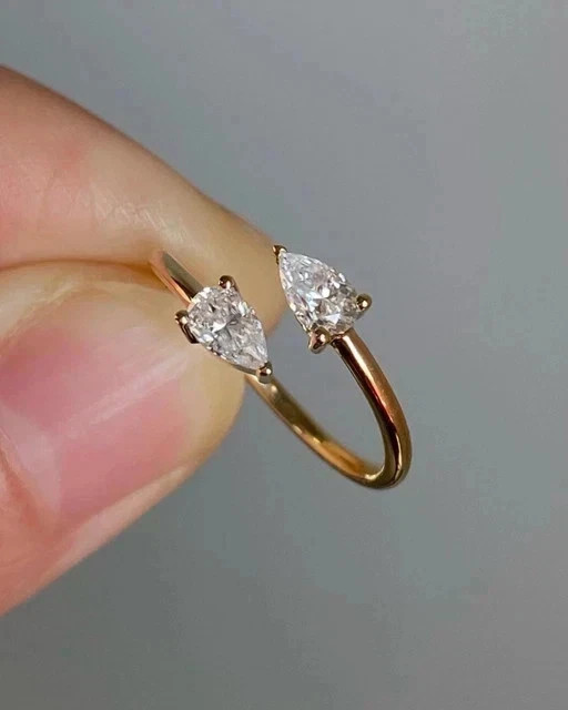 2.00Ct Pear Cut Lab-Created Diamond Bypass Wedding Ring 14K Yellow Gold Plated