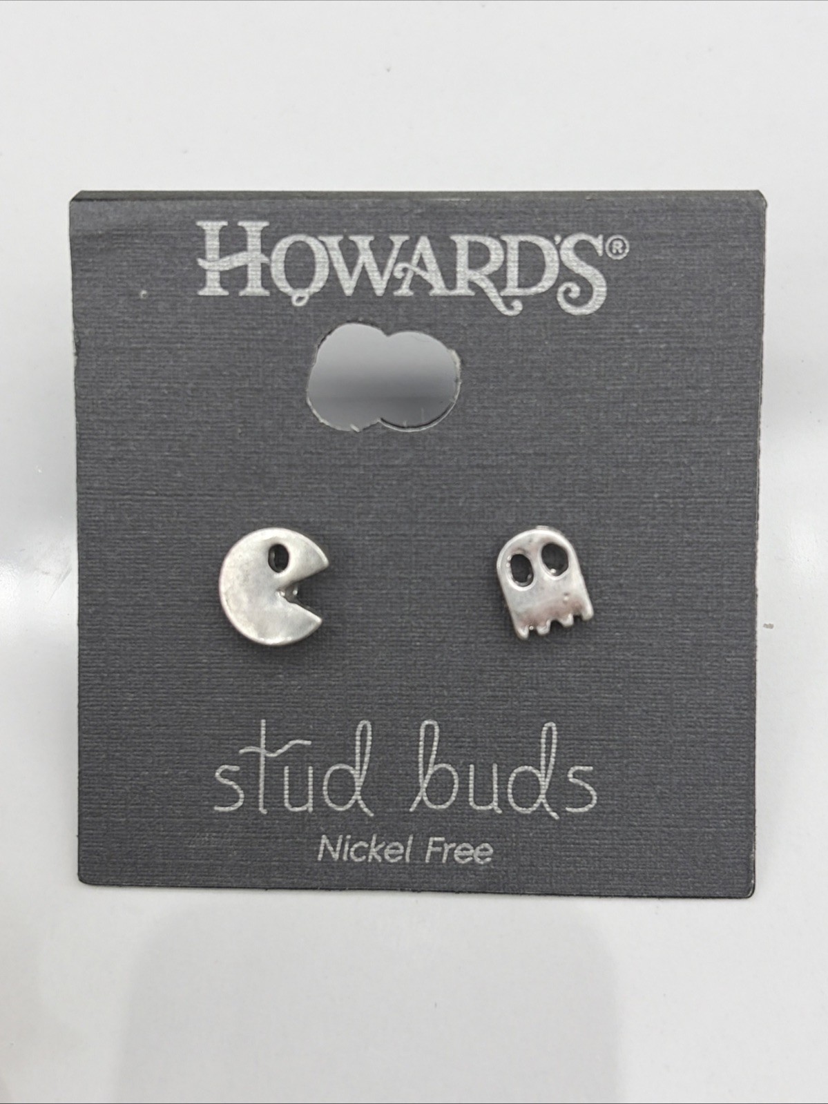 Pac-Man Stud Earrings New on Card Howard’s Nickel Free Unisex Pac-Man & Ghost