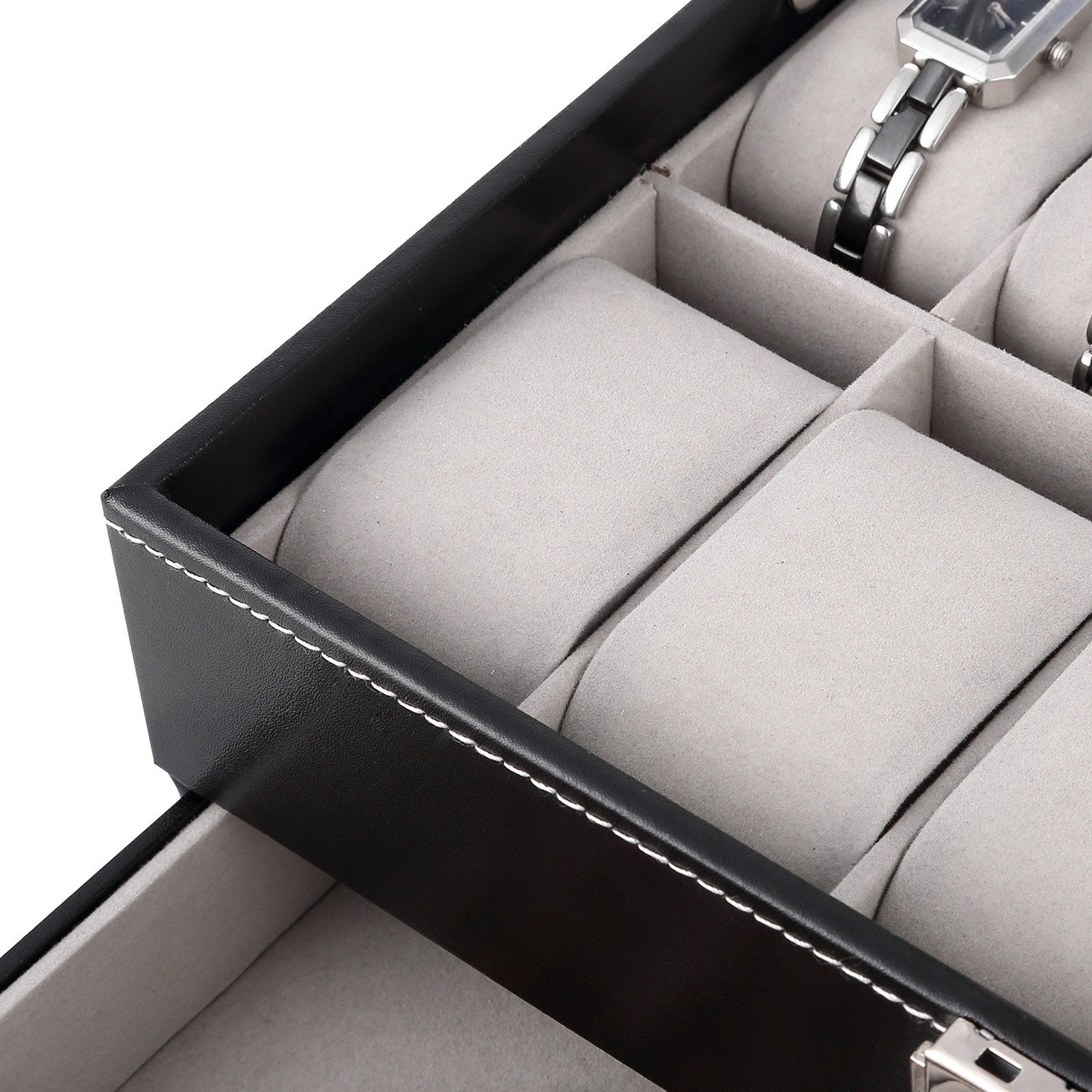 3/6/8/10/12/20/24 Slot PU Leather Watch Box Organizer Jewelry Display Storage