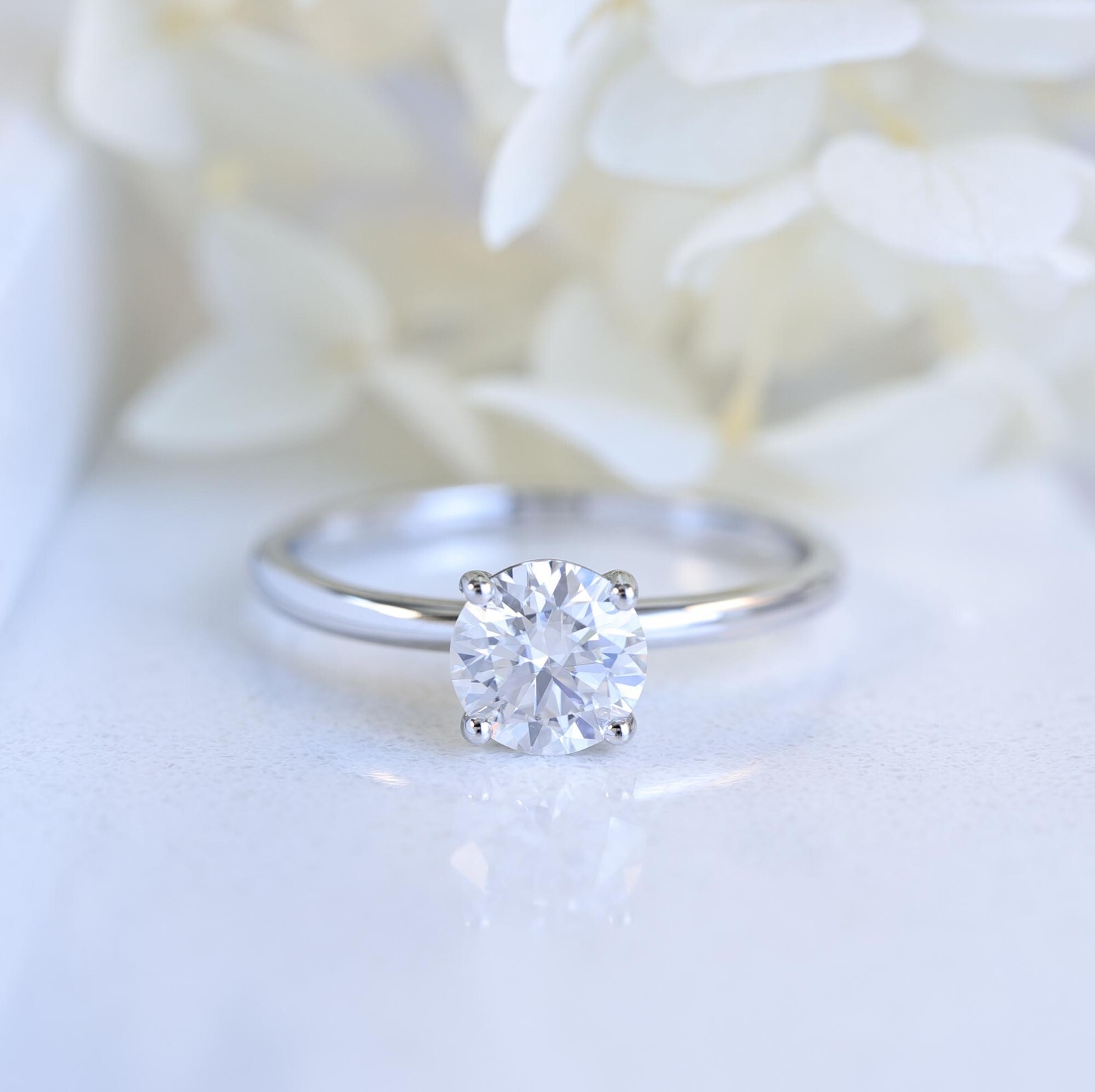 1.2ct GRA VVS Moissanite Solitaire Sterling Silver Engagement Ring 2.5-15 S10493