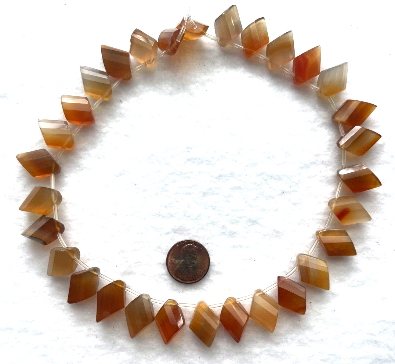 ONE 15″ STRAND OF GENUINE FACETED KITE SHAPE CARNELIAN 19X13M BELOW WHOLESALE!!!