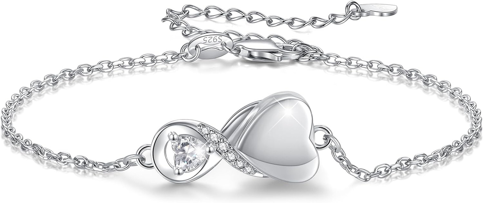 Infinity Cremation Urn Bracelet for Ashes Sterling Silver Memorial Gifts Women