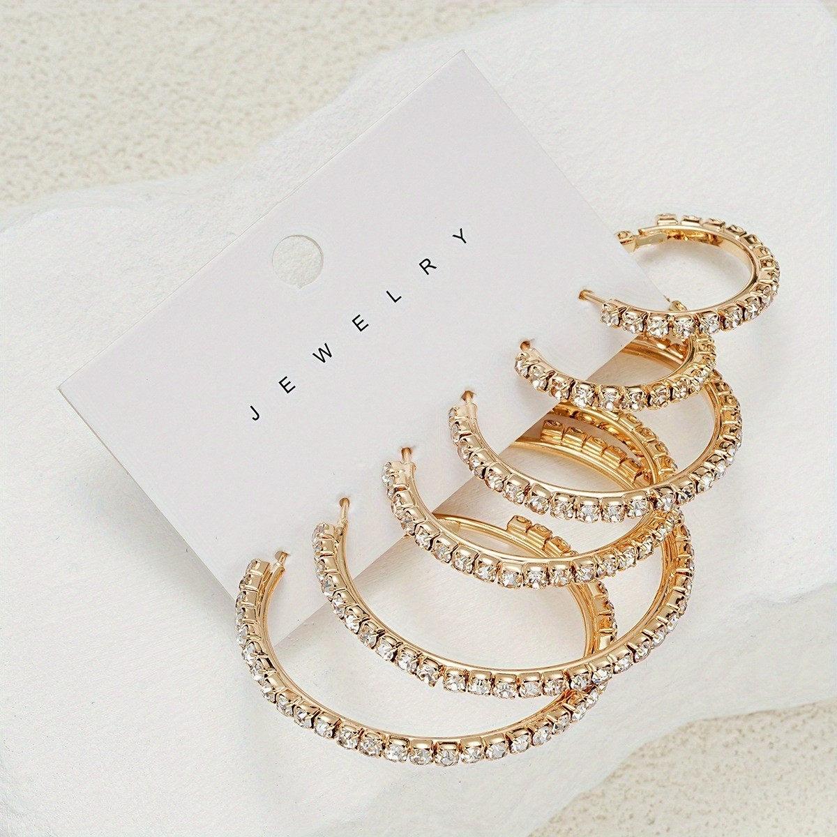 6Pairs Sparkling Rhinestone Hoops Earrings Fashion Jewelry For Women Jewelry Set