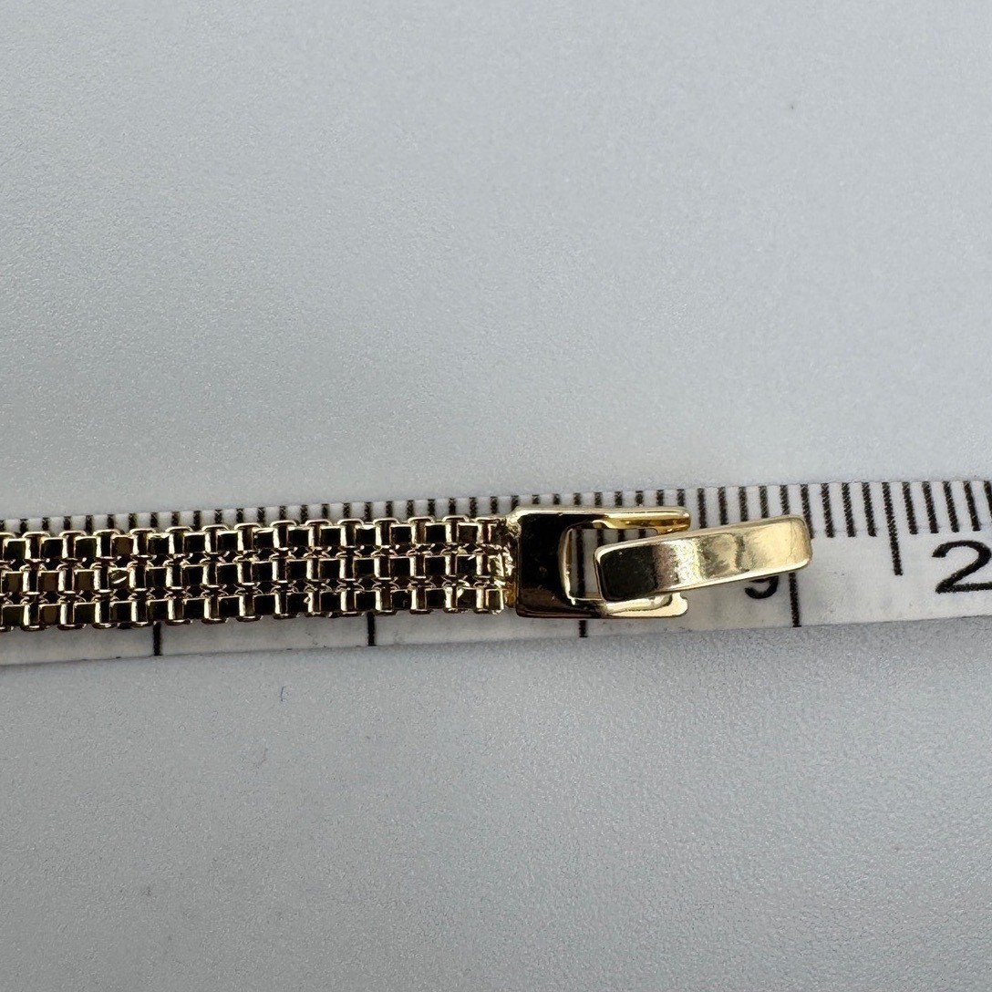 14K Gold Plated Mesh Link Bracelet Textured Fold Over Clasp New Jewelry