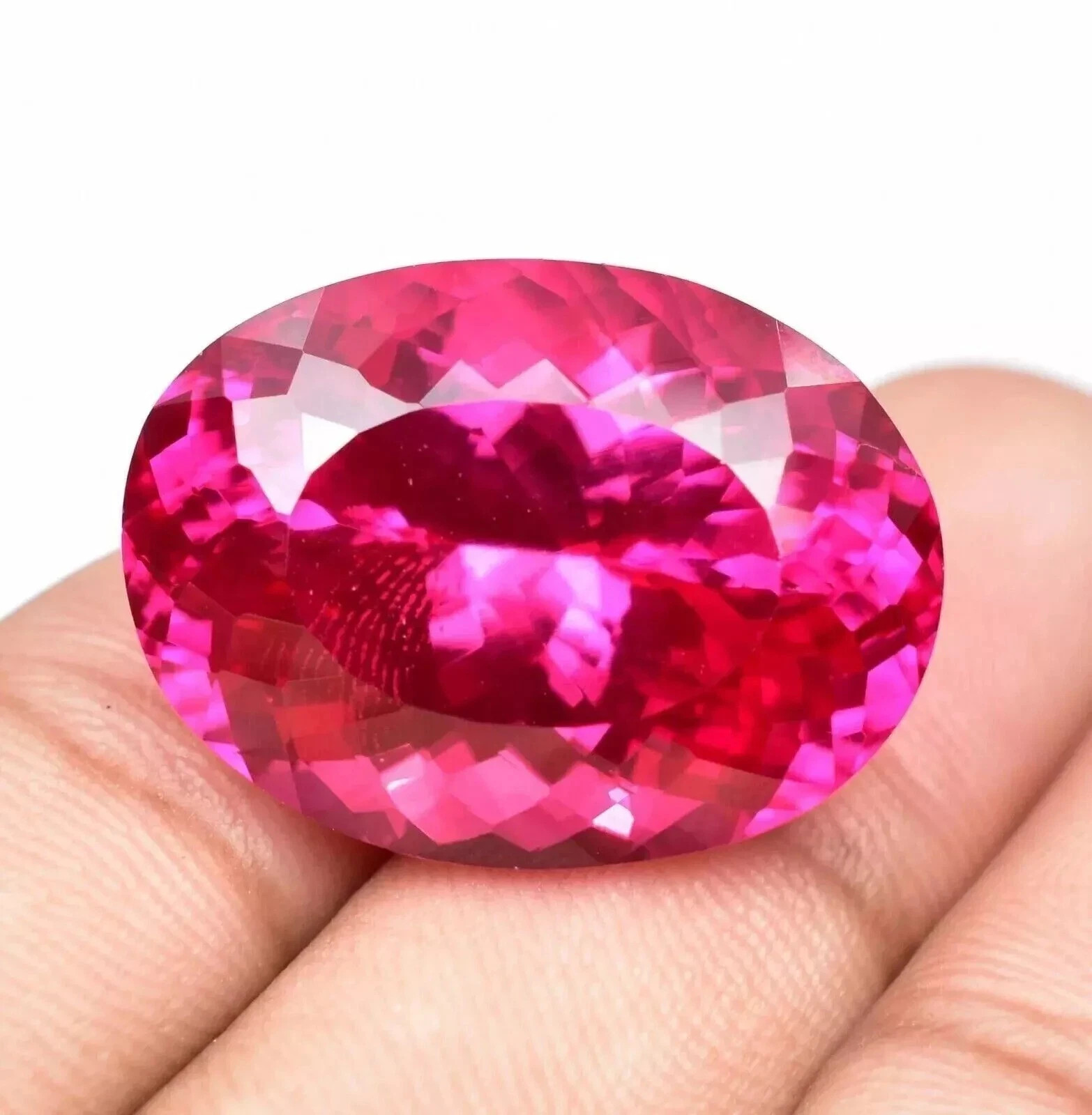 Natural Flawless Ceylon Pink Sapphire 50.5 Ct Oval Cut Certified Loose Gemstone
