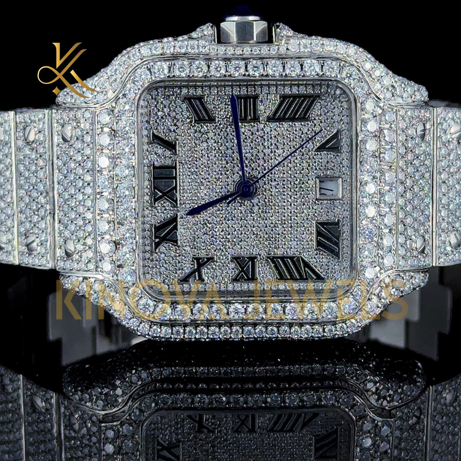 Men’s VVS1 Moissanite Diamond Watch Fully Iced Luxury Bling