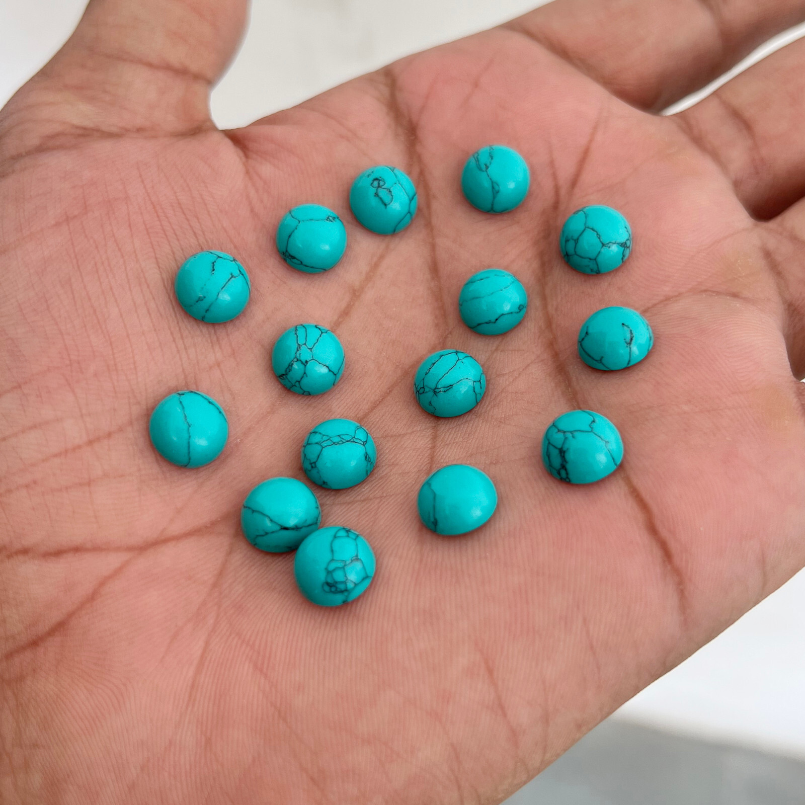 Synthetic Blue Turquoise Round 3 mm to 20 mm Cabochon Loose Gemstone Lot