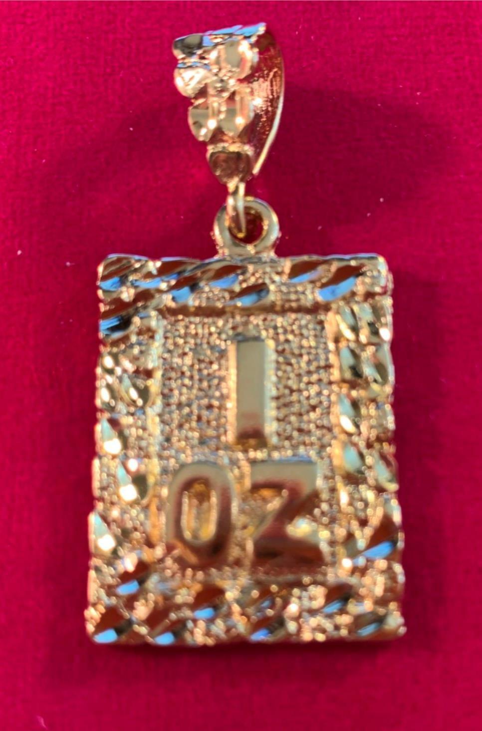 14 KT GOLD PLATED 2″ 1 OUNCE GOLD NUGGET & 18″ 4mm 14KT GOLD PLATED CHAIN-3581