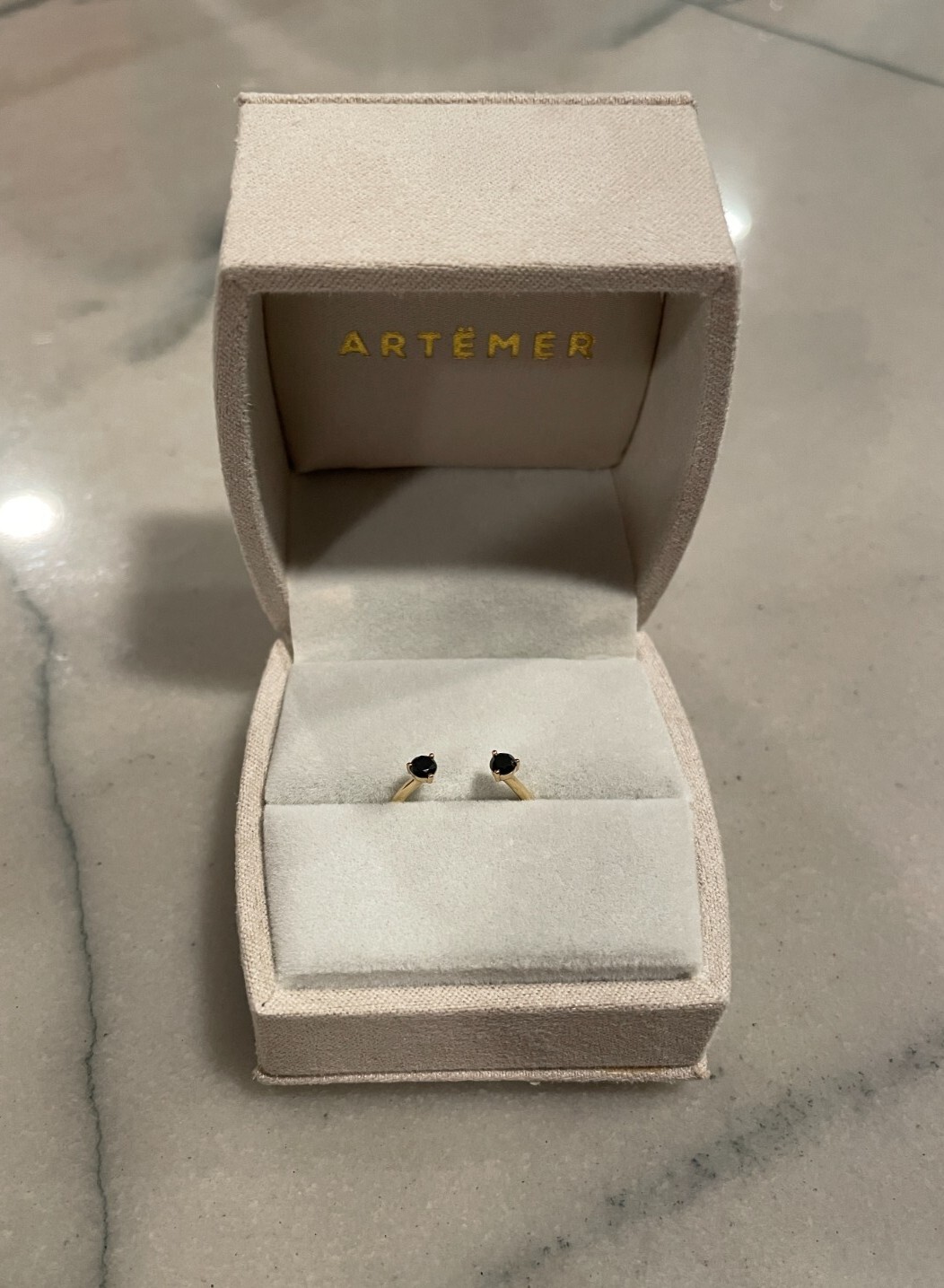 Black Diamond Cuff Ring, 18K Yellow Gold, 0.2 Carat, Size 4.5