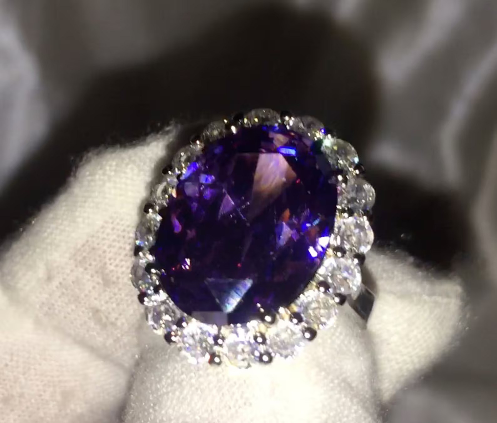 5.50 Ct Oval Cut Natural Amethyst Diamond Wedding Ring 14K White Gold Size 7
