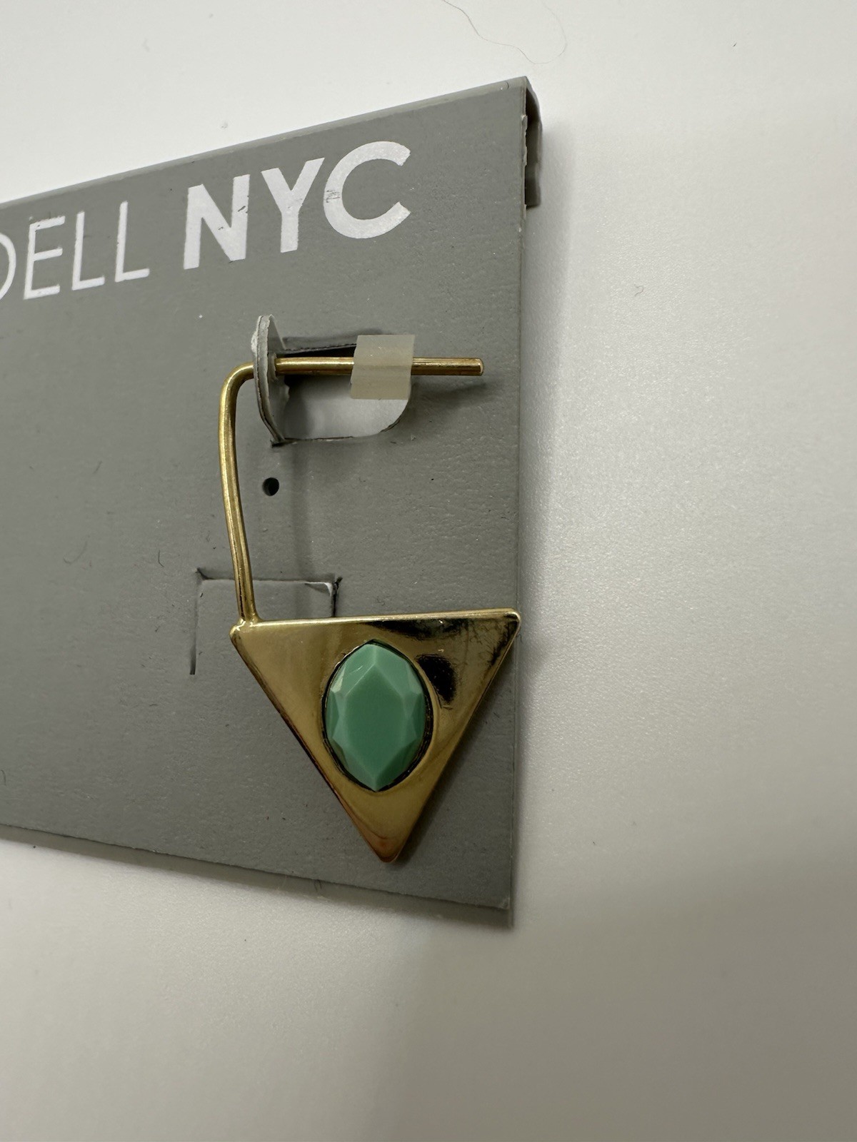 NWT LYDELL NYC Gold Tone Dangle Triangle Earrings W/ Acrylic Turquoise Stone 1”L