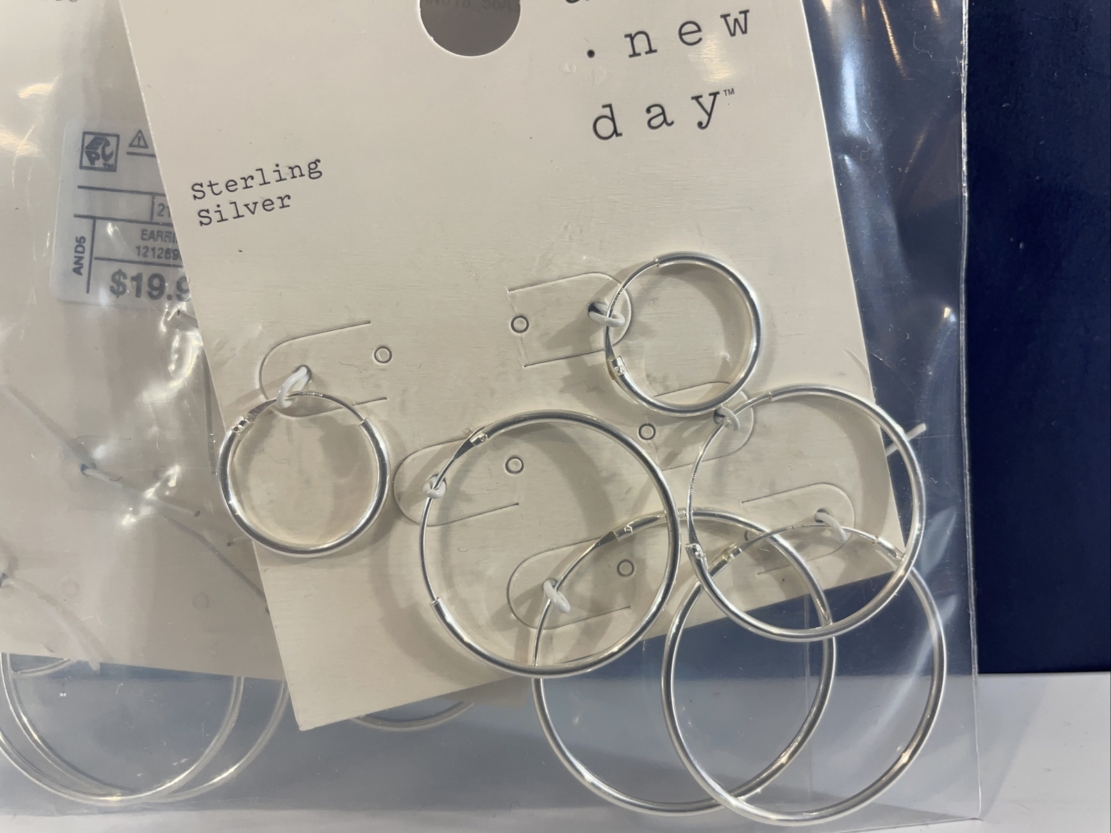 LOT OF 2 PACKS! A New Day Women’s Sterling Silver 3pc Hoop Earrings Nickel-Free