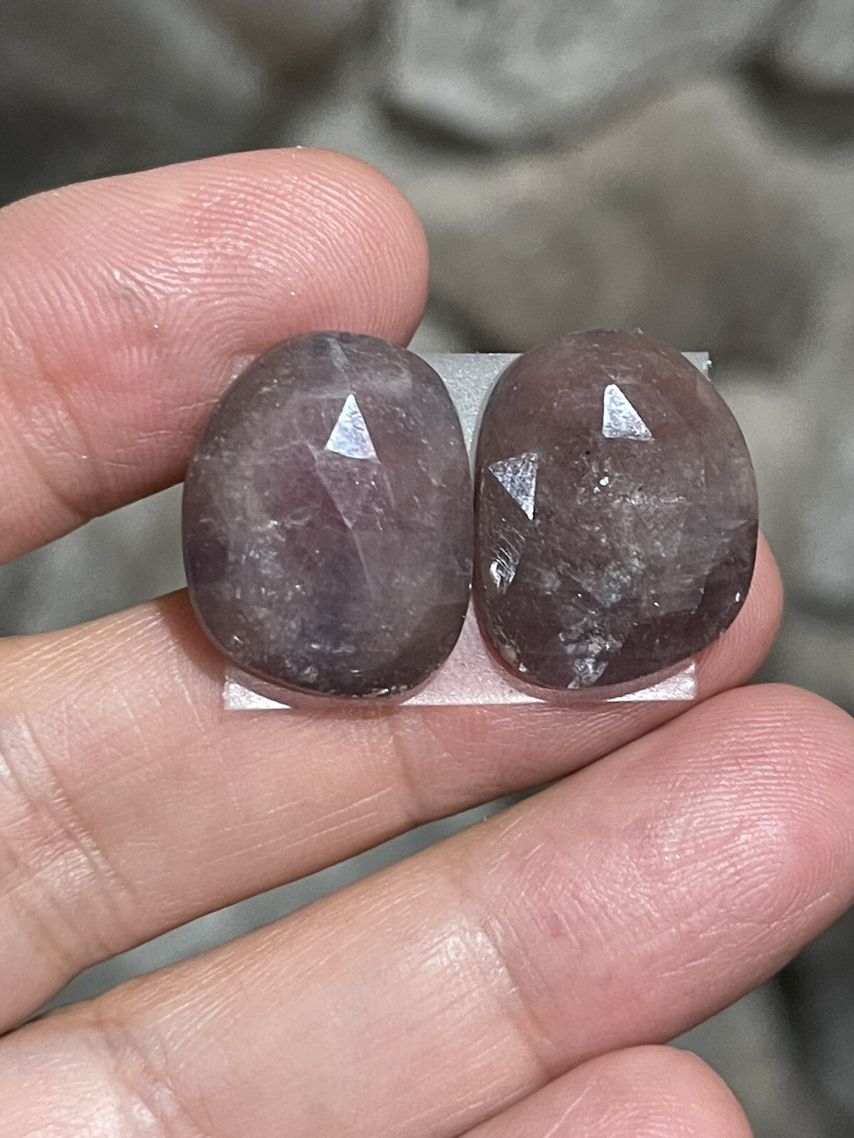 30.8ct 19.6×15.6×4.7mm Pair Dusty Pink Natural Sapphire Cabochons Rose Cut