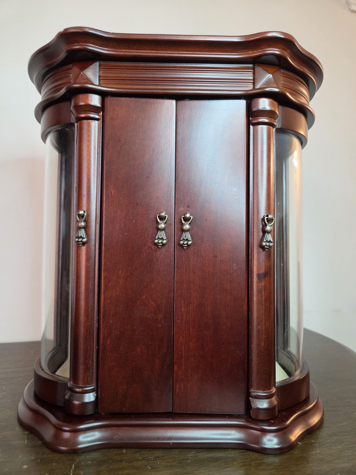 VTG Bombay Company Jewelry Armoire Cabinet -Table Top -Curved Glass -13″T×12″W