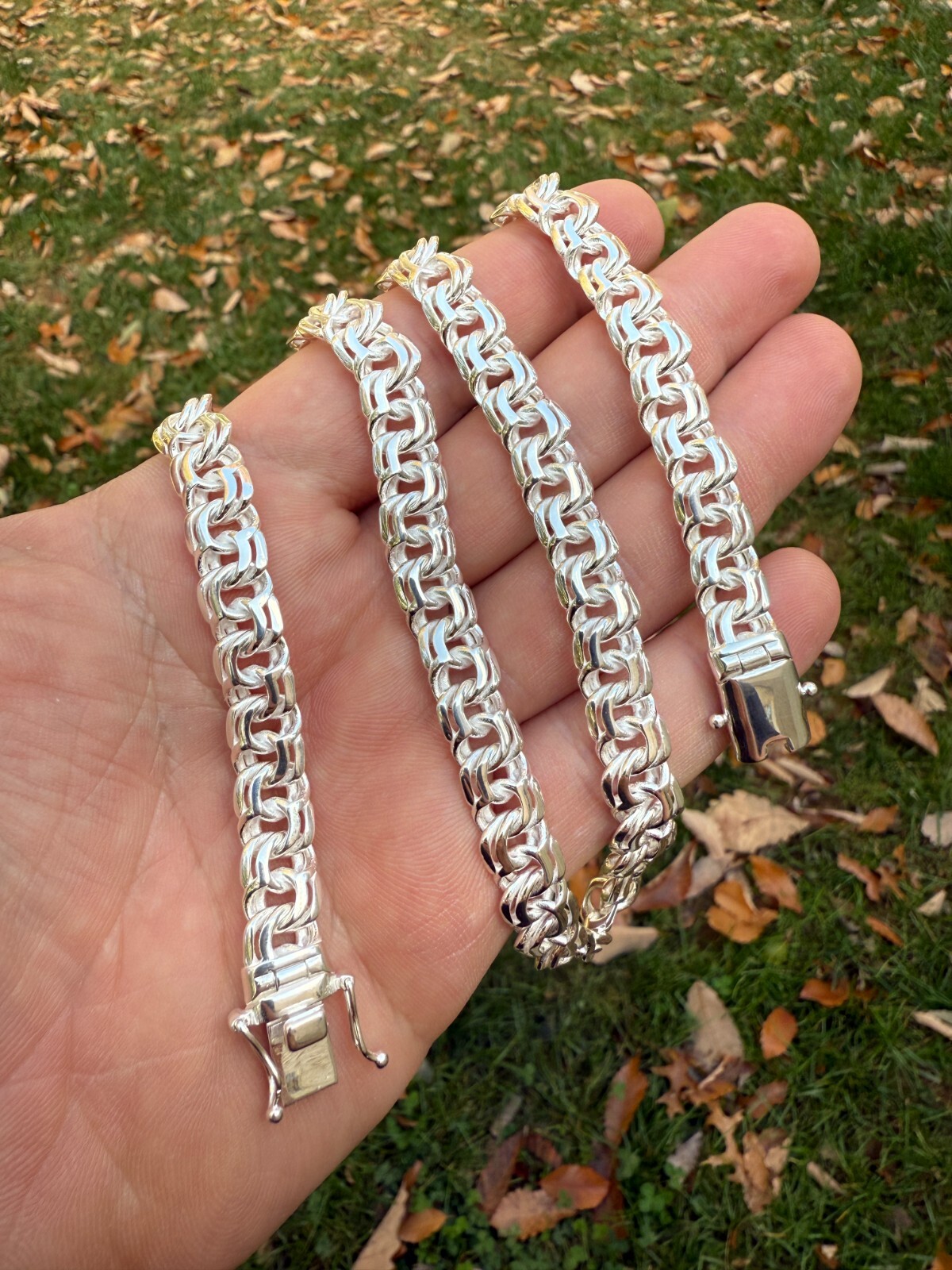 Real 925 Sterling Silver Handmade 9mm Cuban-Byzantine Chainmaille Chain Necklace