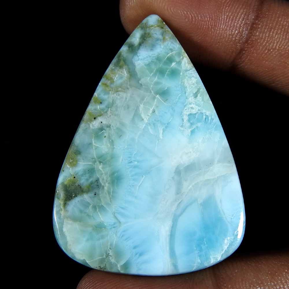64.95 CT Natural Dominican Nice Blue Larimar Stone Pear Cabochon