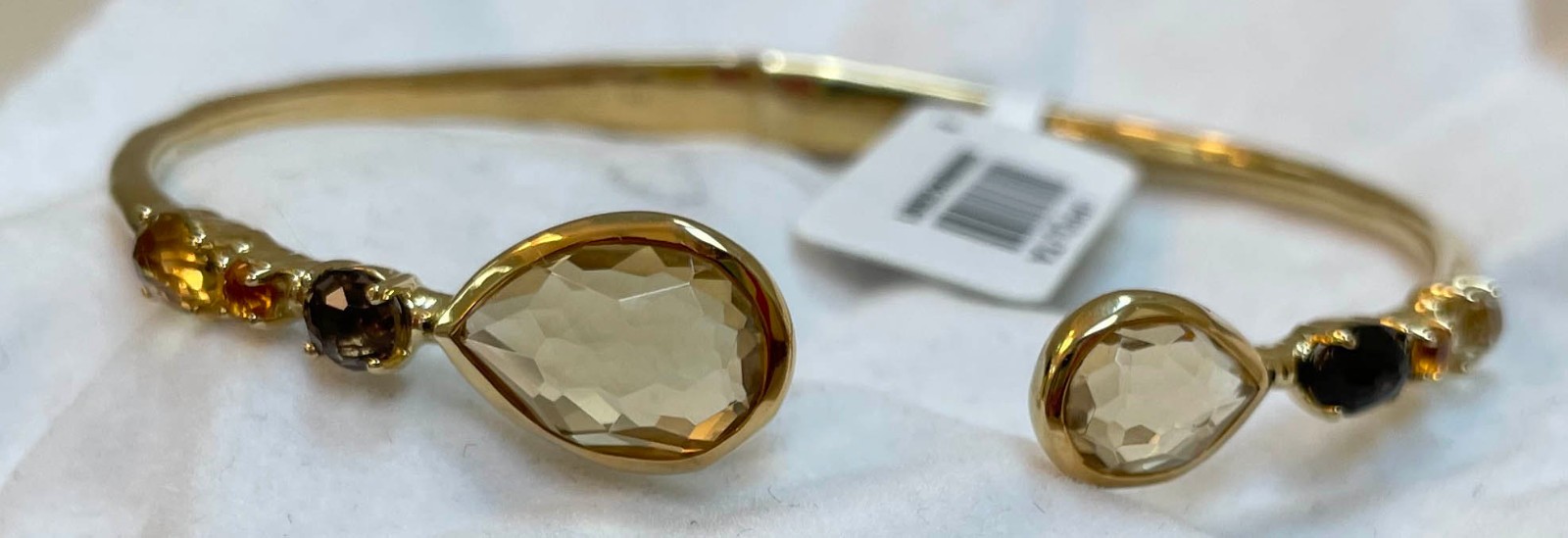 NWT Ippolita Rock Candy Citrine Smoky Quartz 18K Yellow Gold Cuff Bracelet Small